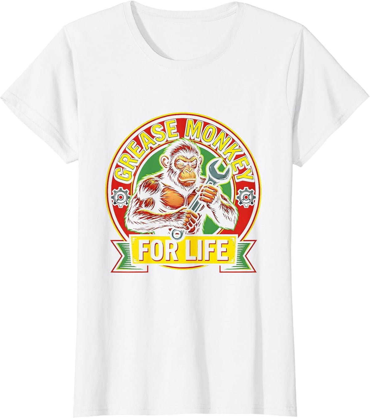 Grease Monkey For Life Mechanic Design T-Shirt - White