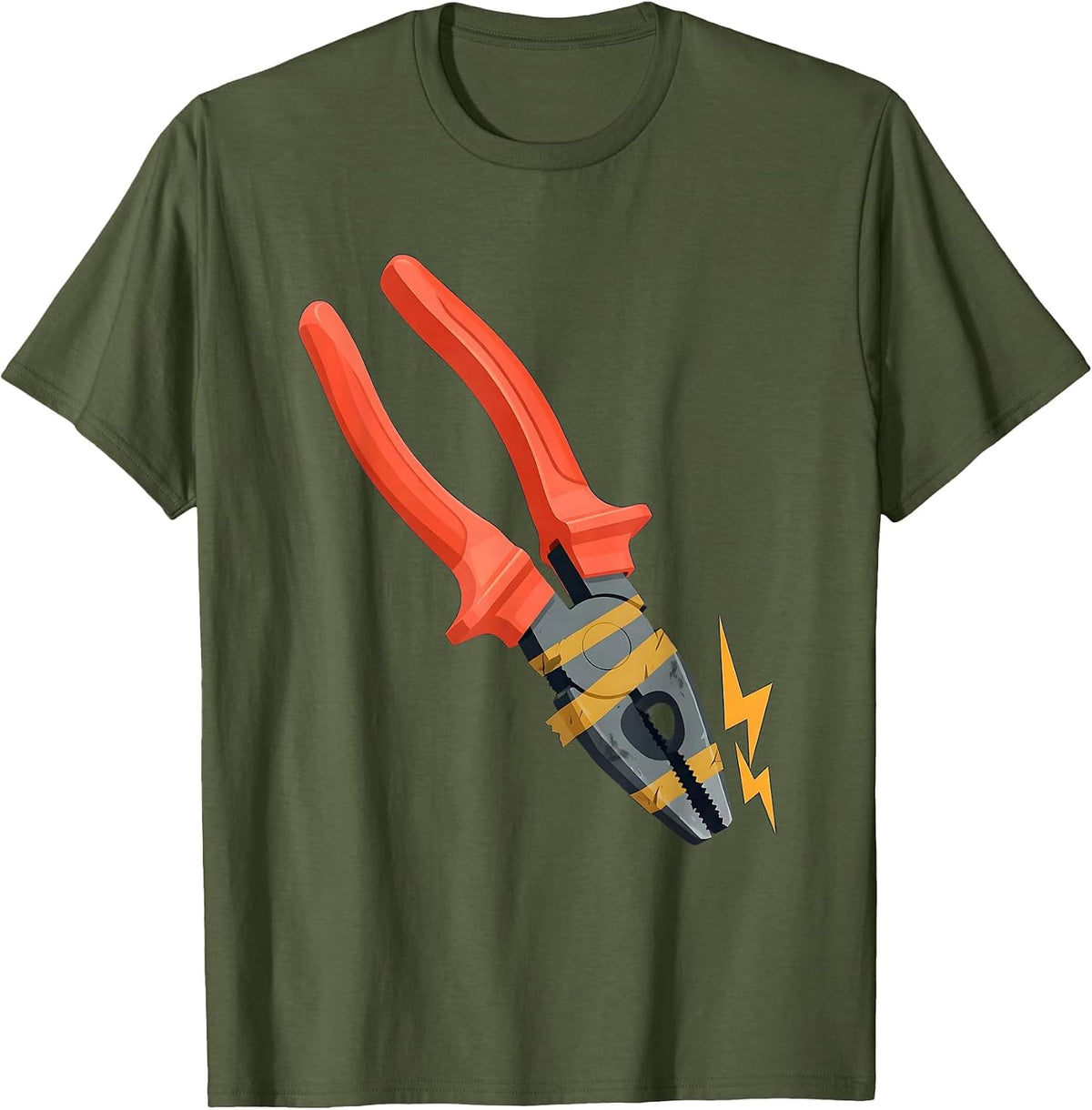 Men's Lineman's Pliers Electrician Trade Humor Gift T-Shirt - Olive Green