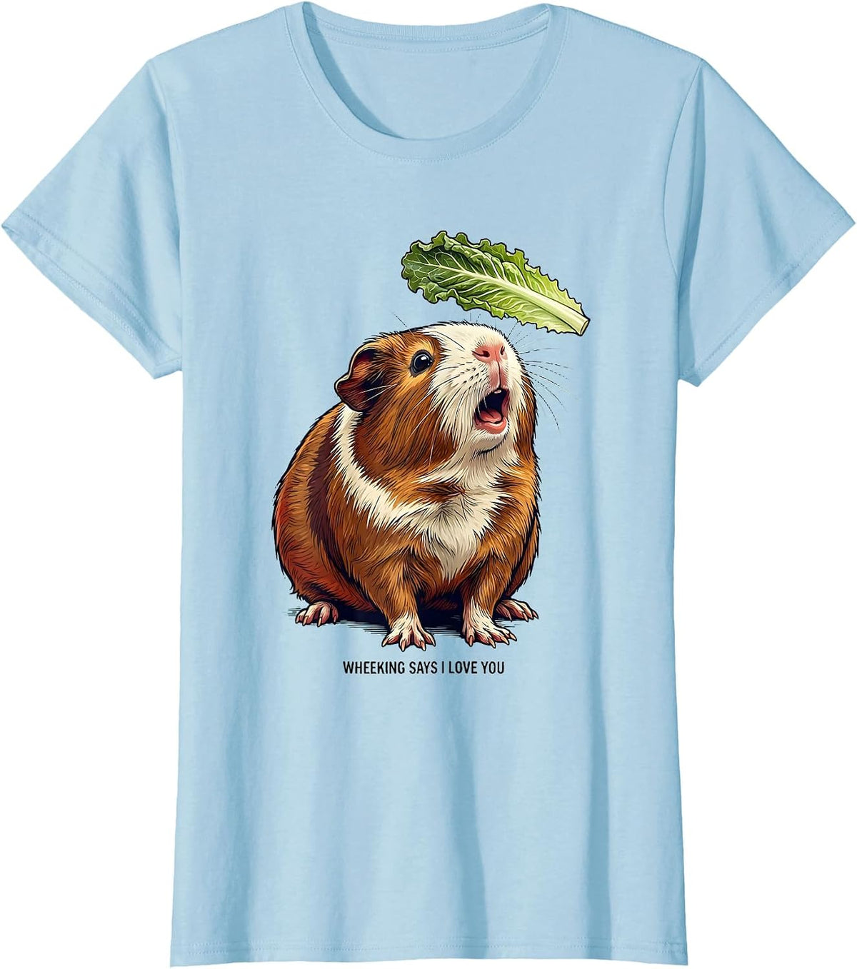 Wheeking Says I Love You Funny Guinea Pig Cavy Lover Gift T-Shirt - Baby Blue