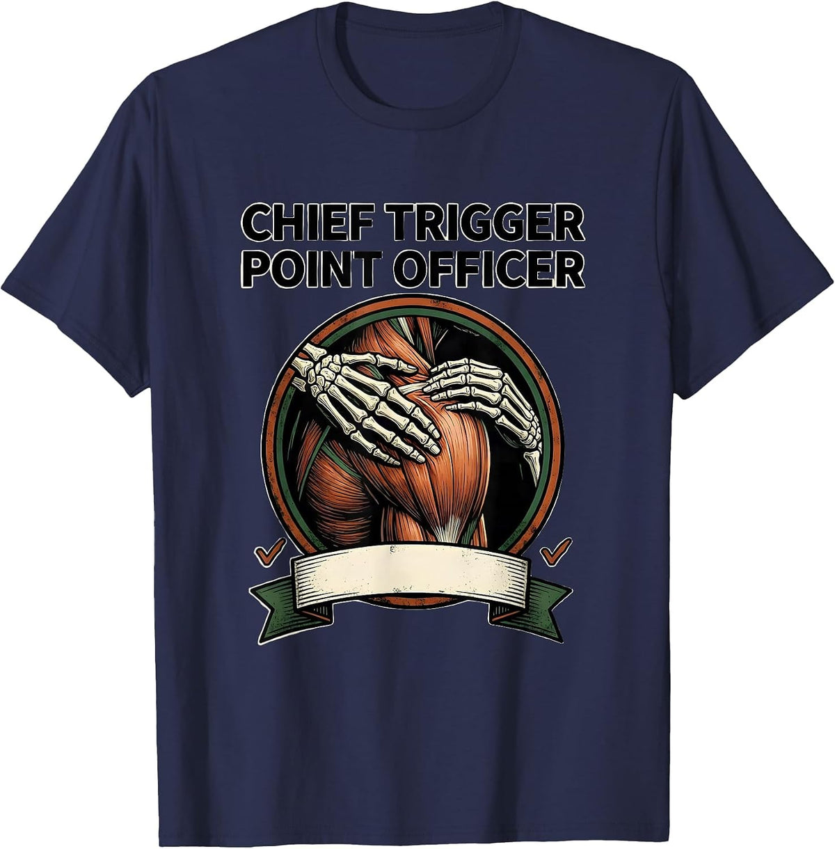 Men's Chief Trigger Point Officer Vintage Massage Therapist T-Shirt - Navy Blue