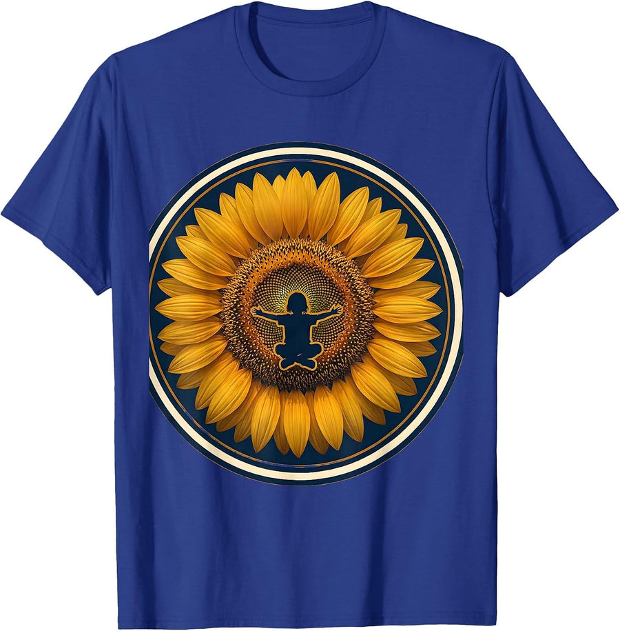 Autism Awareness Child Silhouette Sunflower Design T-Shirt - Royal Blue