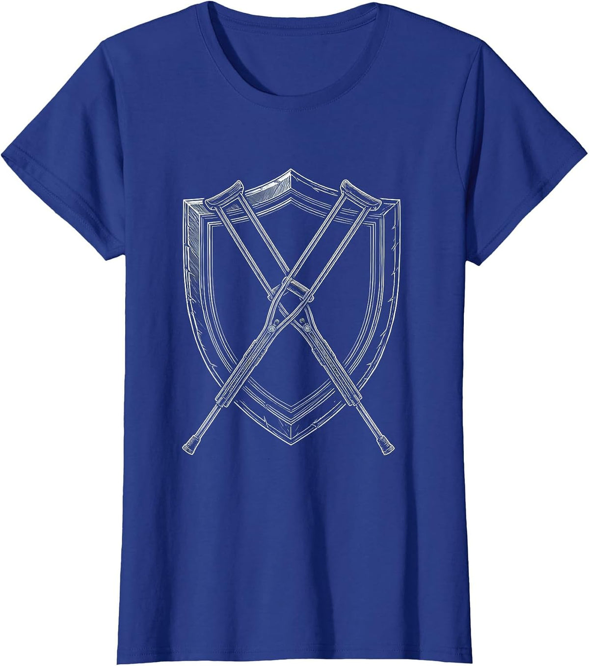 Women's Physical Therapy Crutches Shield Graphic T-Shirt - Royal Blue