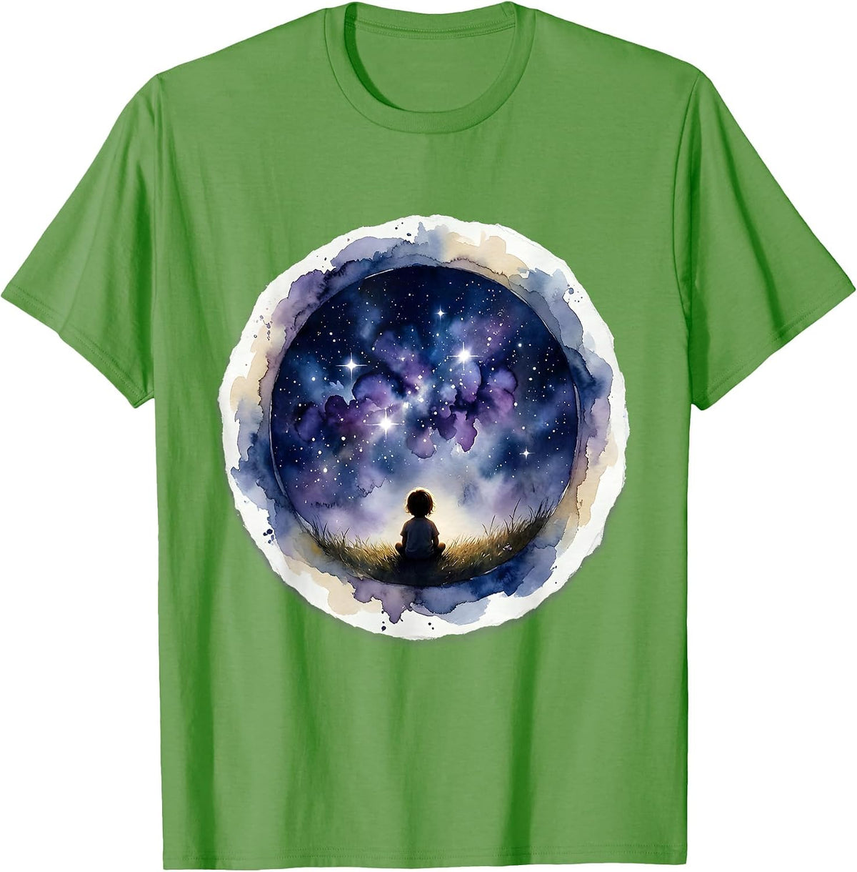 Men's Autism Awareness Starry Night Sky Dreamer Design T-Shirt - Grass Green