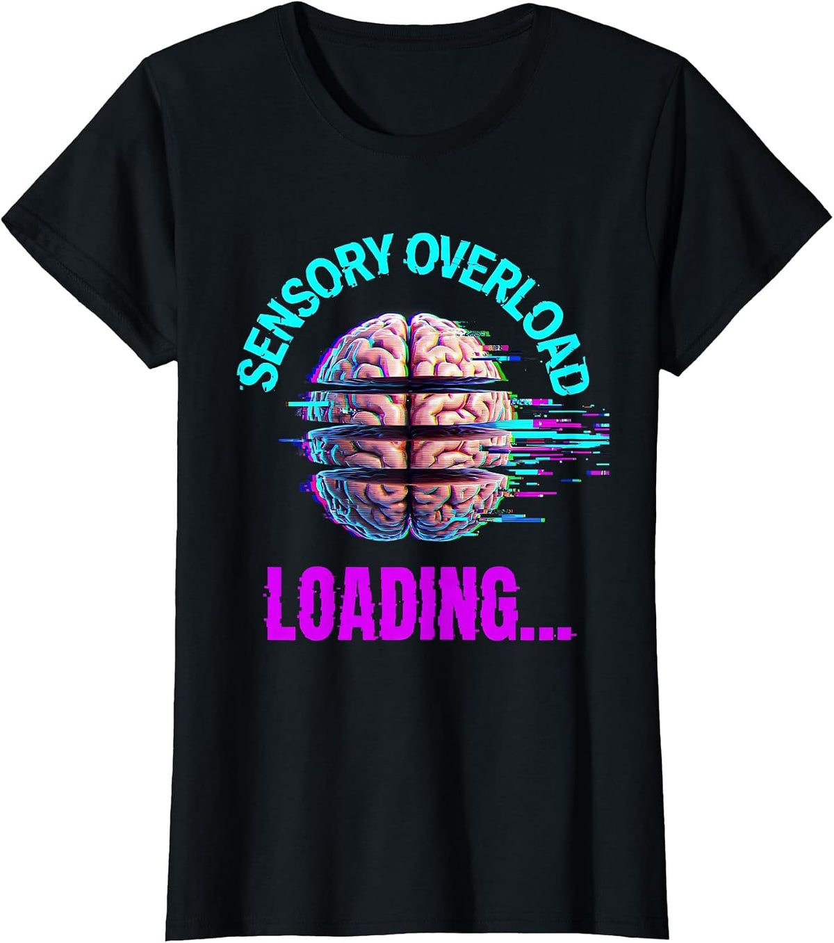 Sensory Overload Loading Autism Awareness Design T-Shirt - Black