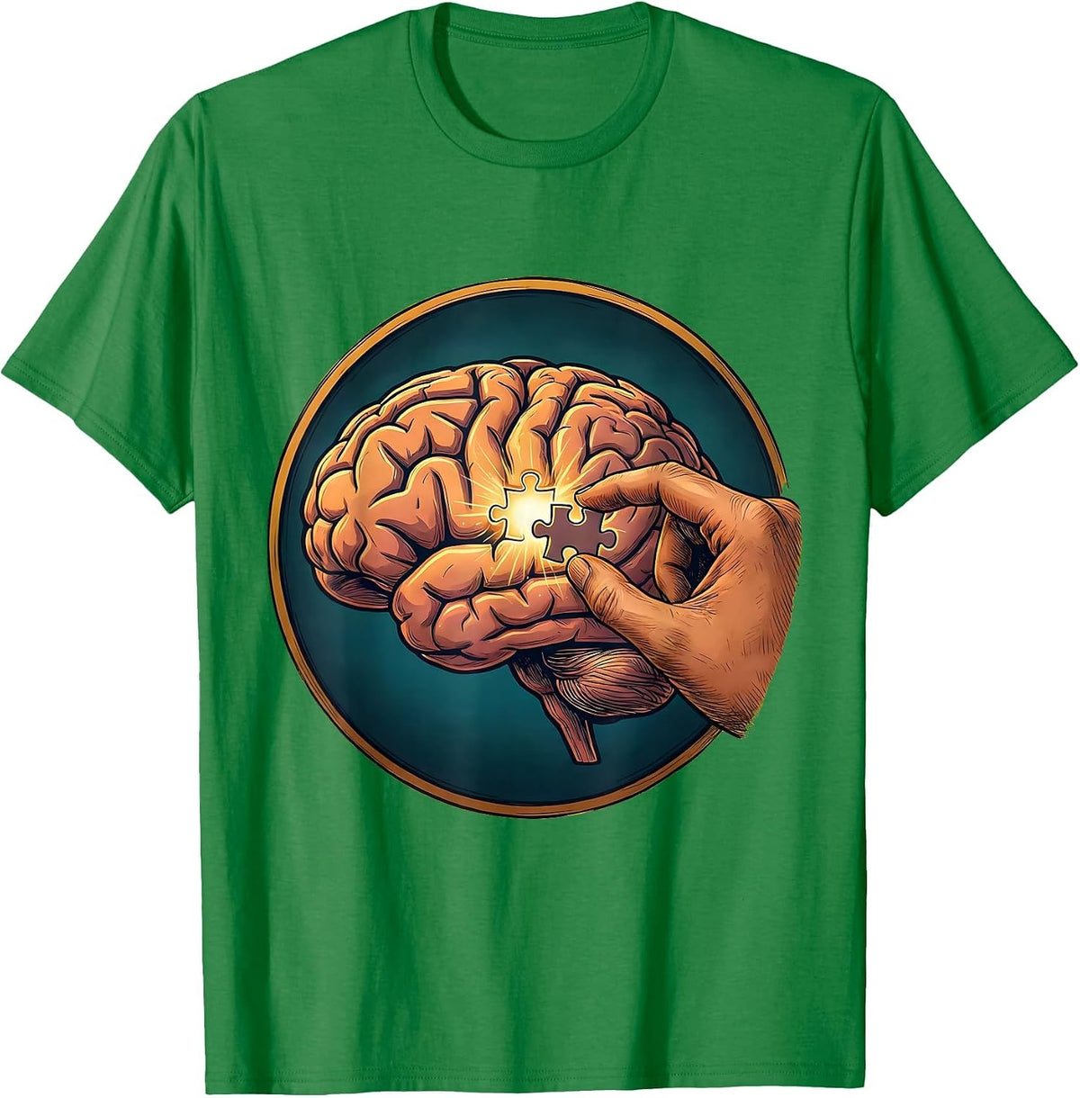 Men's Special Education Teacher Brain Puzzle Illustration T-Shirt - Kelly Green