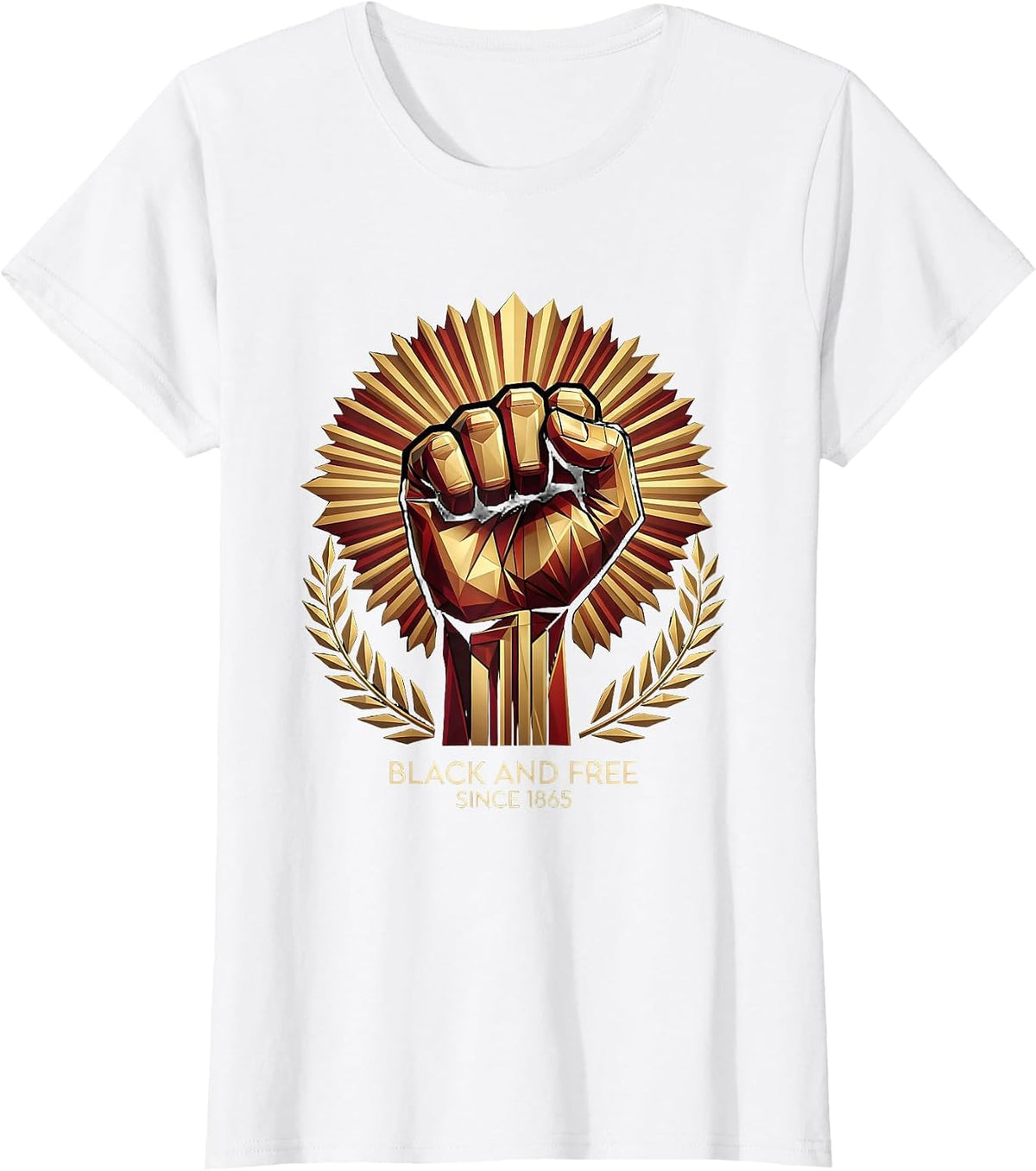 Black and Free Since 1865 Juneteenth Design T-Shirt - White