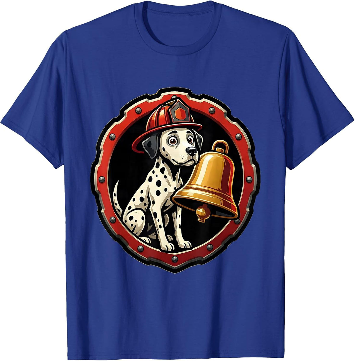 Men's Firefighter Dalmatian Watching Alarm Bell Design T-Shirt - Royal Blue