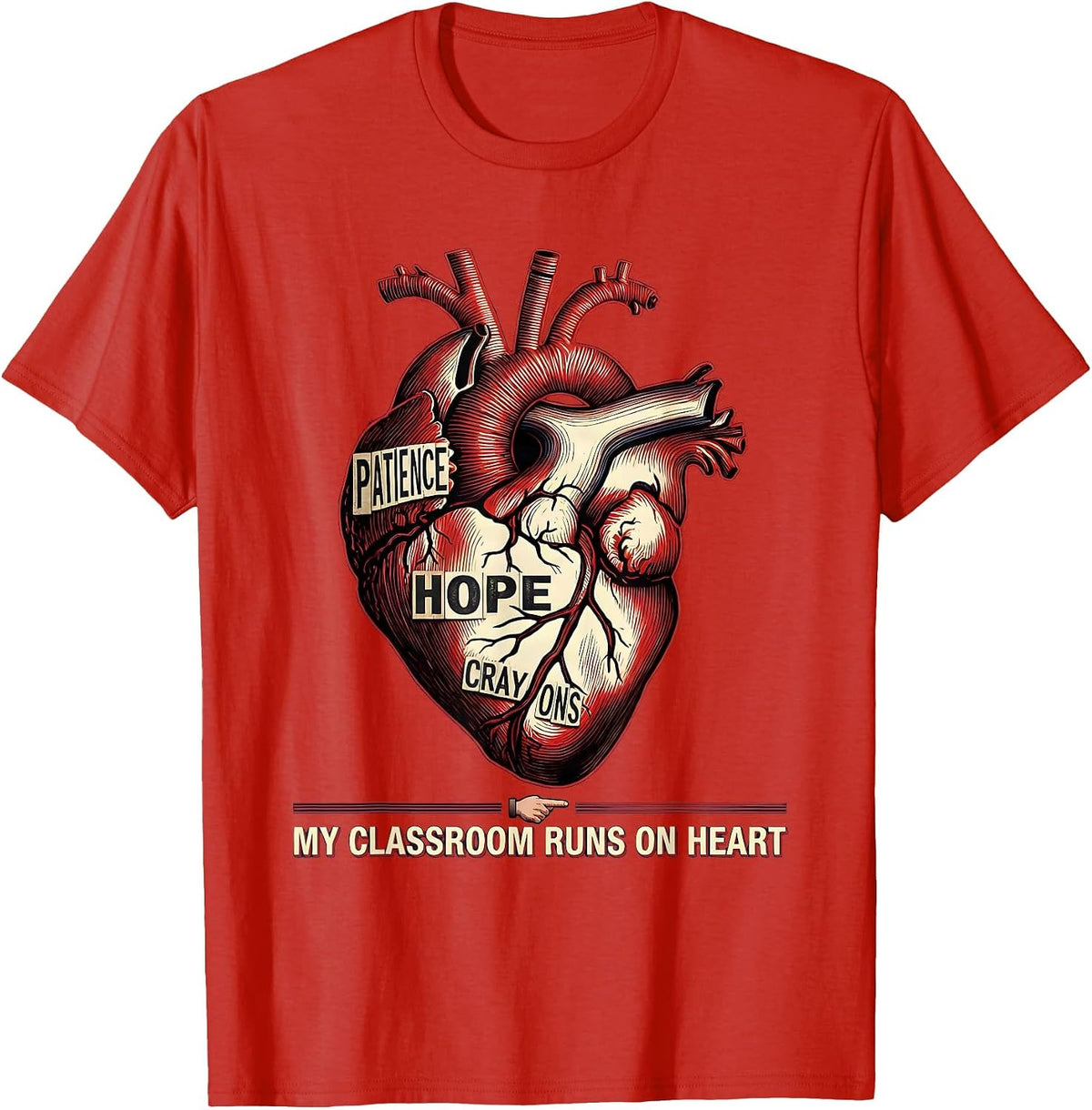 Men's My Classroom Runs On Heart Special Education Teacher T-Shirt - Red
