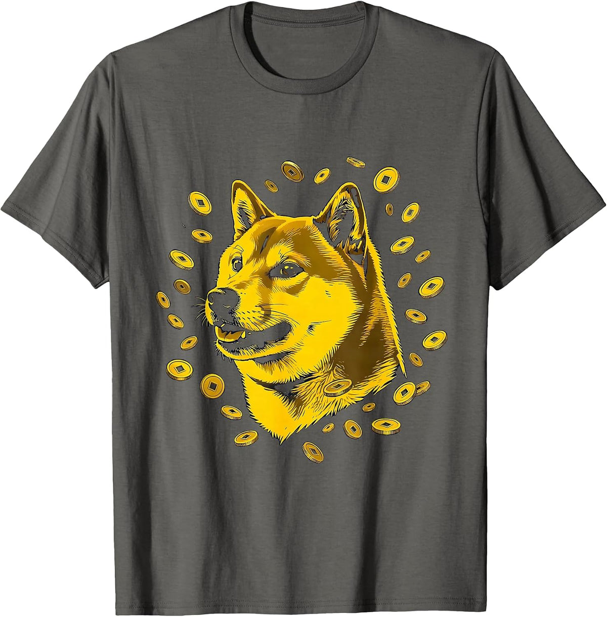 Doge Shiba Inu Crypto Coin Shower Meme Graphic T-Shirt - Asphalt Grey