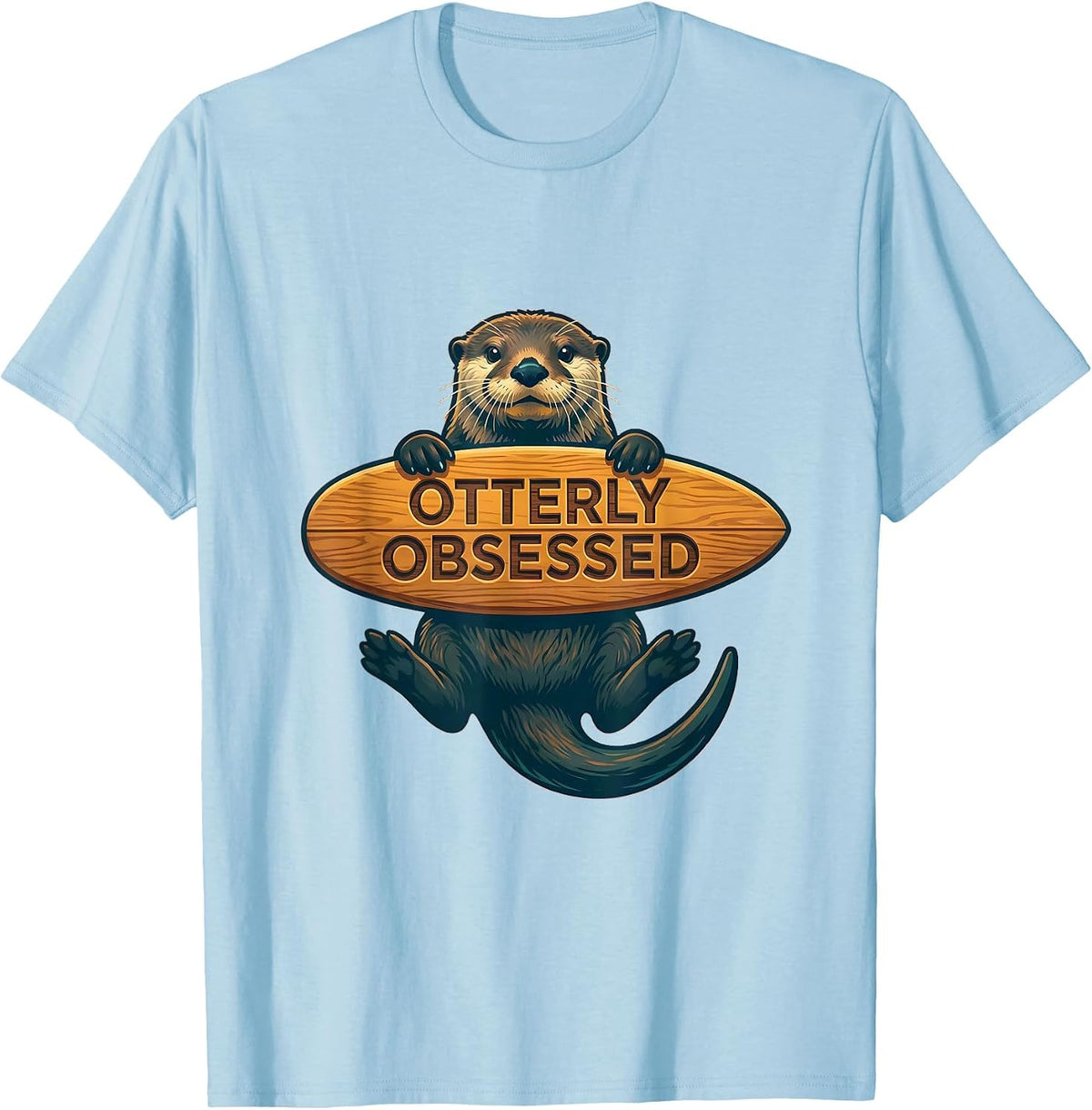 Men's Otterly Obsessed Sea Otter Lover Design T-Shirt - Baby Blue