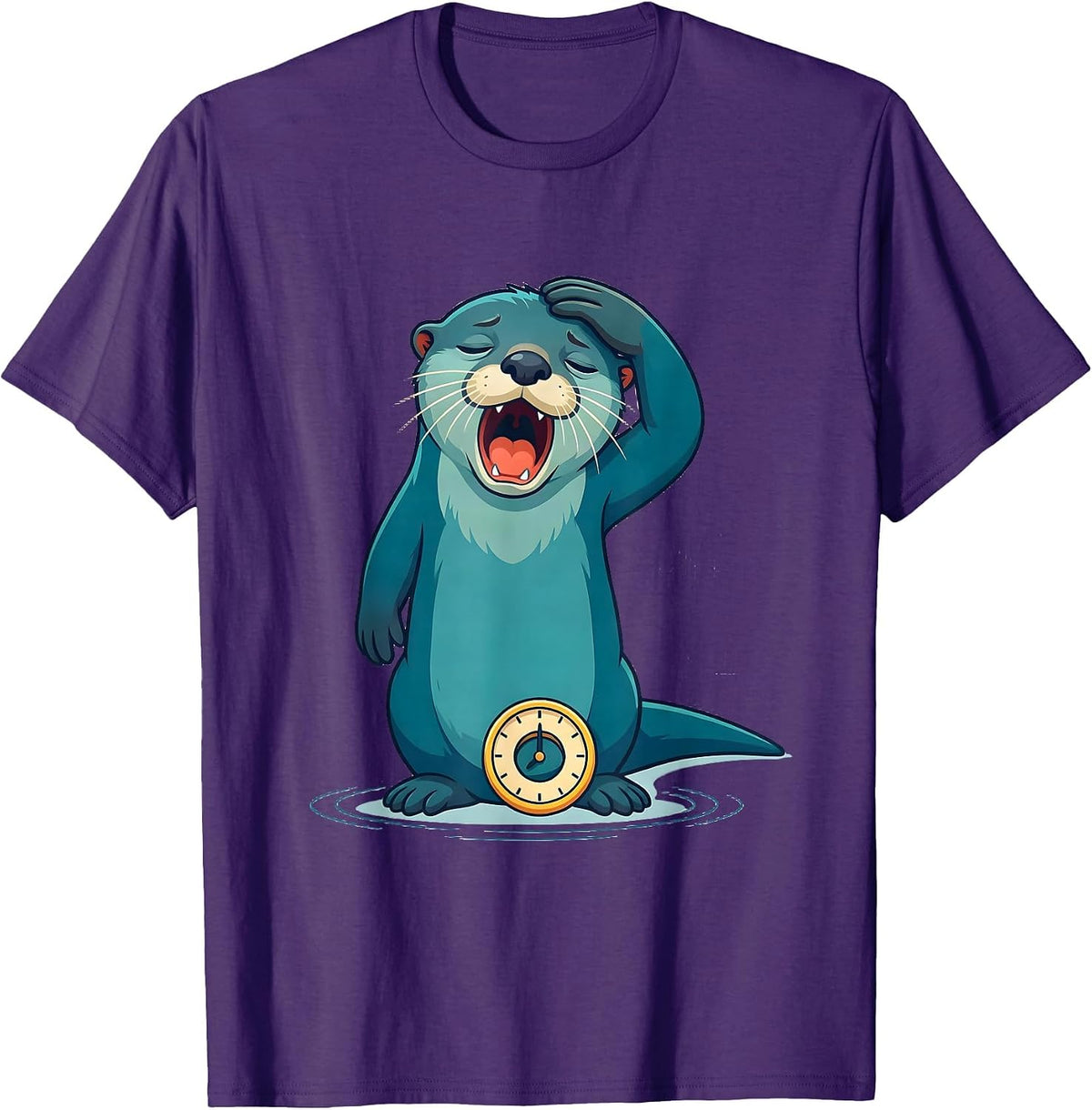 Men's Otter Yawning Funny Sea Animal Lover Gift T-Shirt - Purple