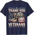 Thank You Veterans Patriotic American Flag Veterans Day 2025 T-Shirt - Navy Blue
