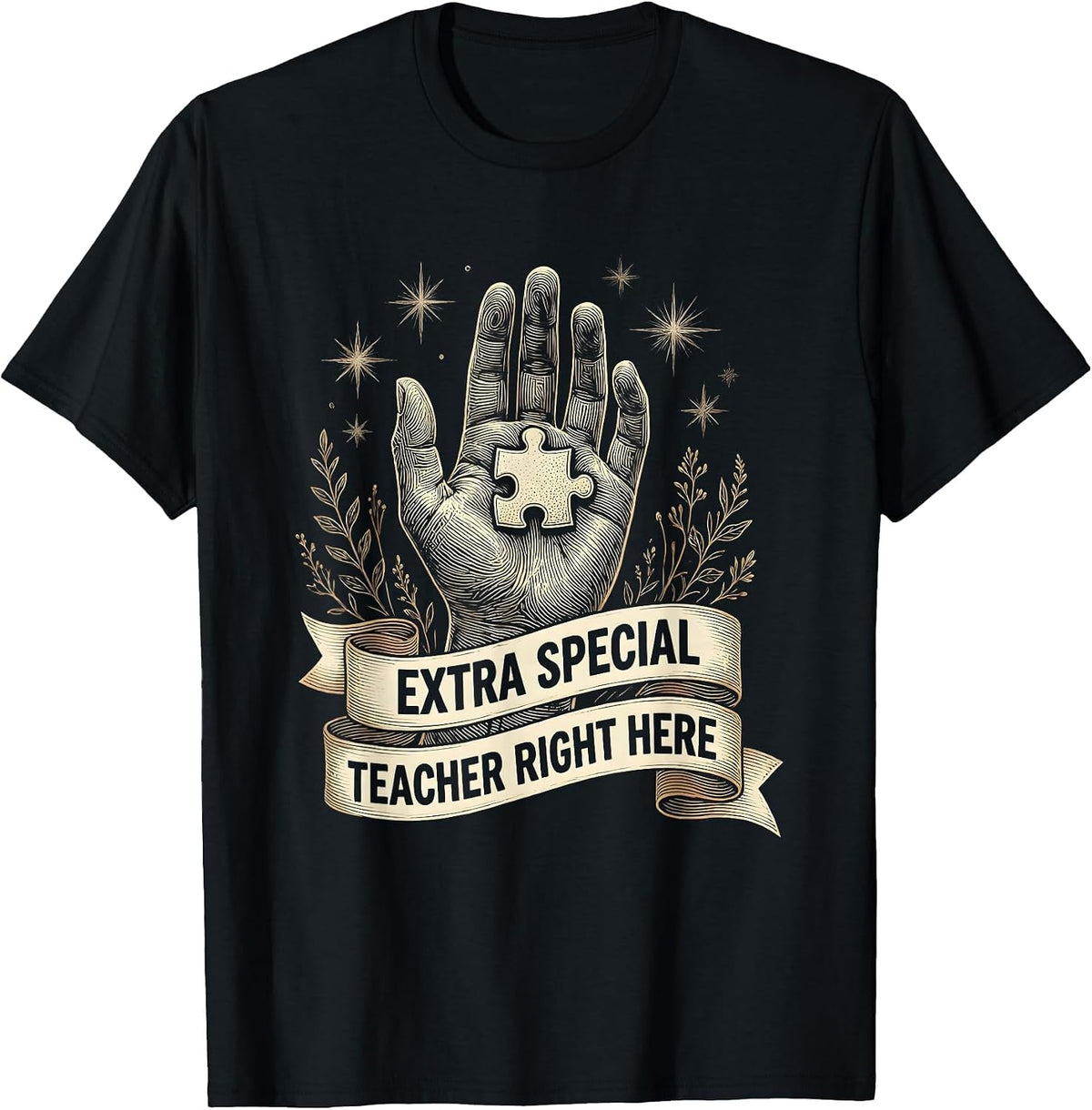 Men's Extra Special Teacher Right Here Special Ed Design T-Shirt - Black