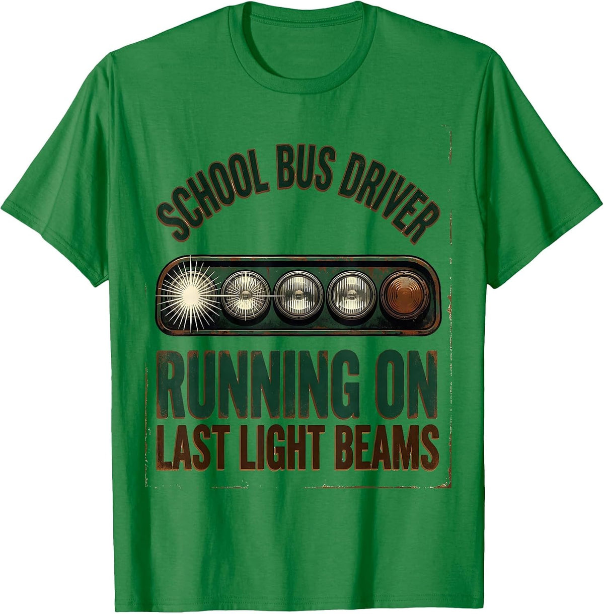 Men's School Bus Driver, Running On Last Light Beams Vintage T-Shirt - Kelly Green