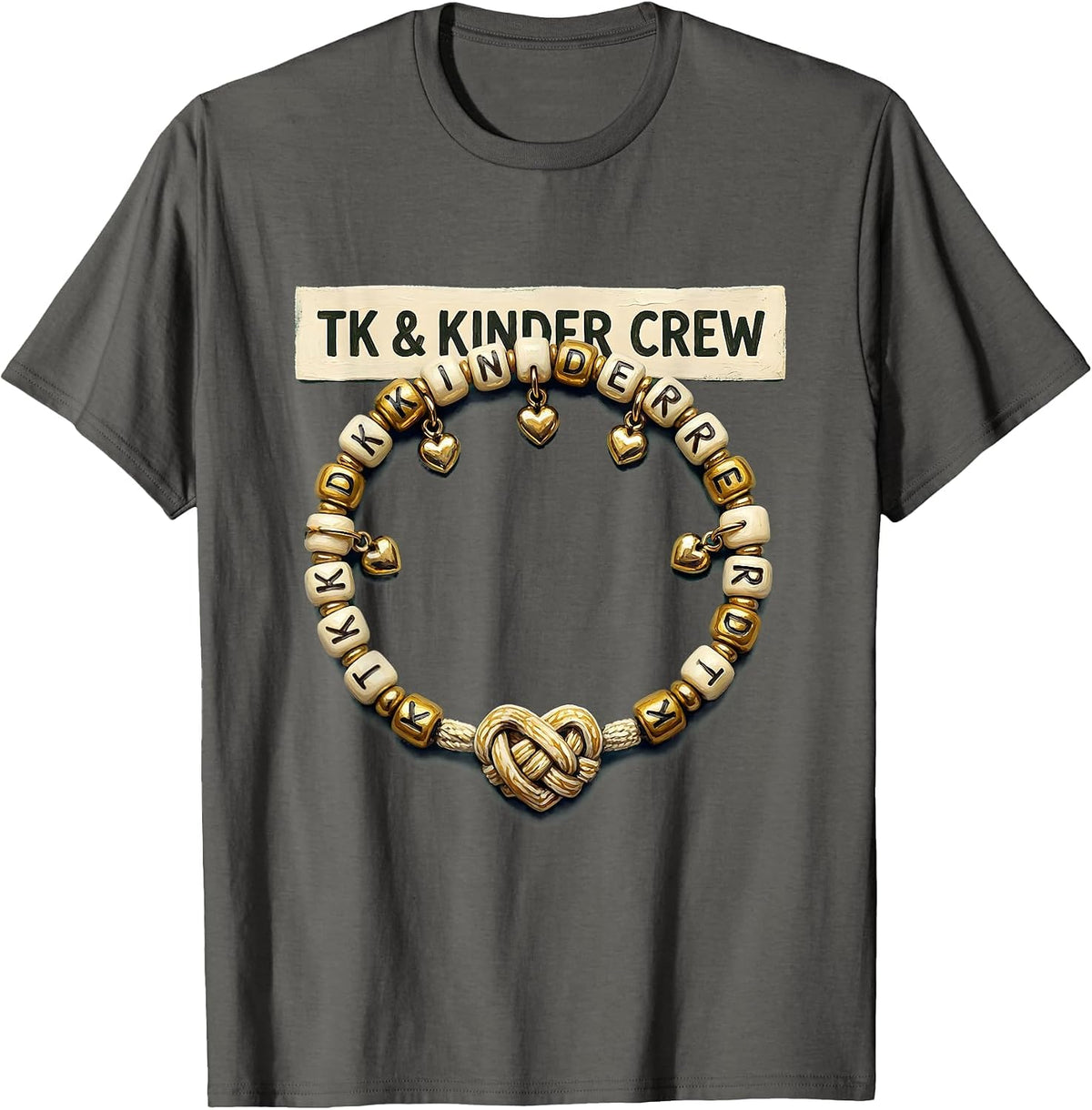 TK & Kinder Crew Folk Art Transitional Kindergarten Teacher T-Shirt - Asphalt Grey