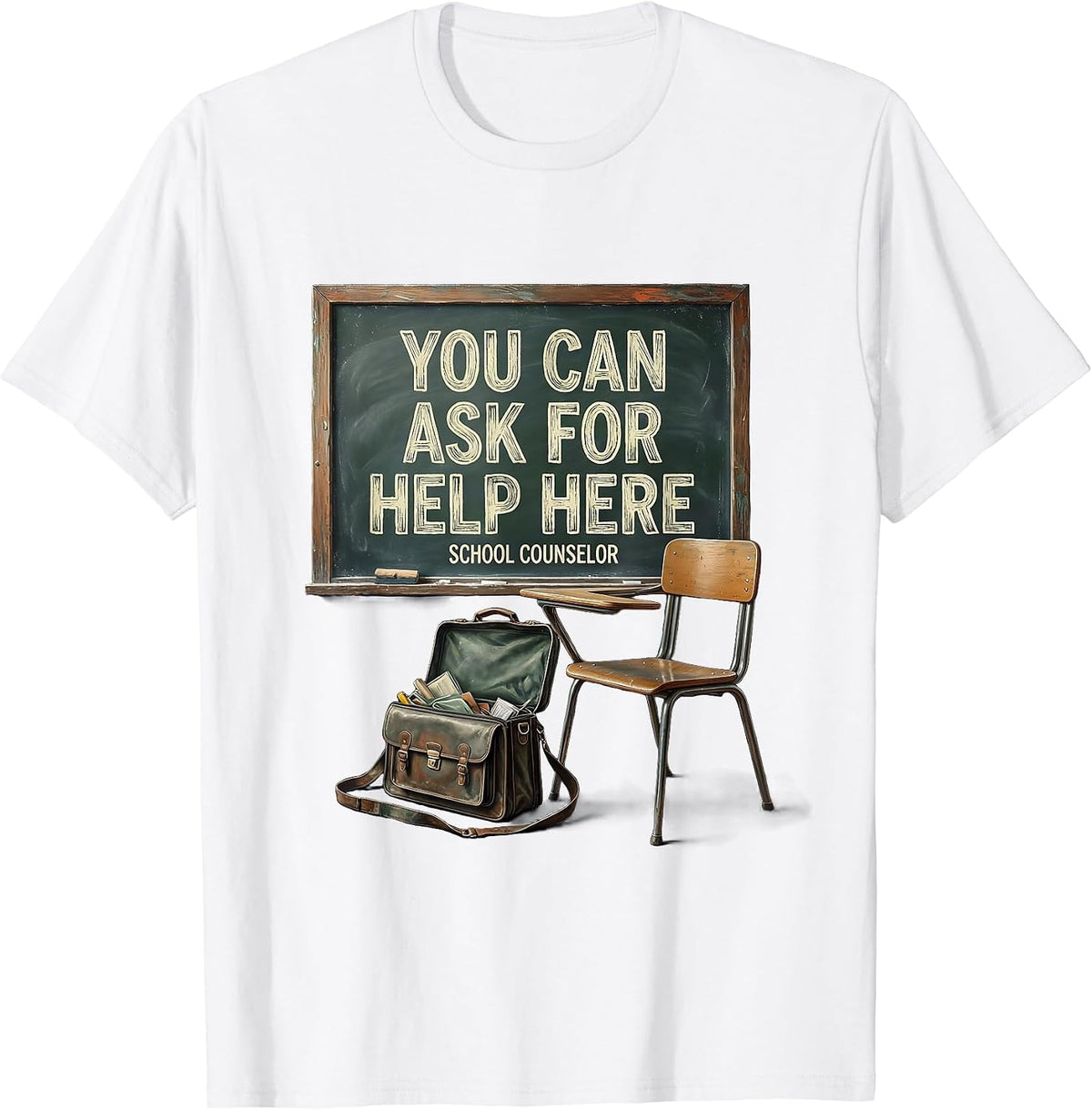 Men's You Can Ask For Help Here — School Counselor Vintage T-Shirt - White