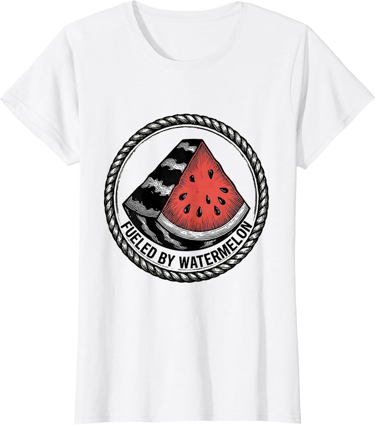 Fueled By Watermelon Summer Fruit Design T-Shirt - White