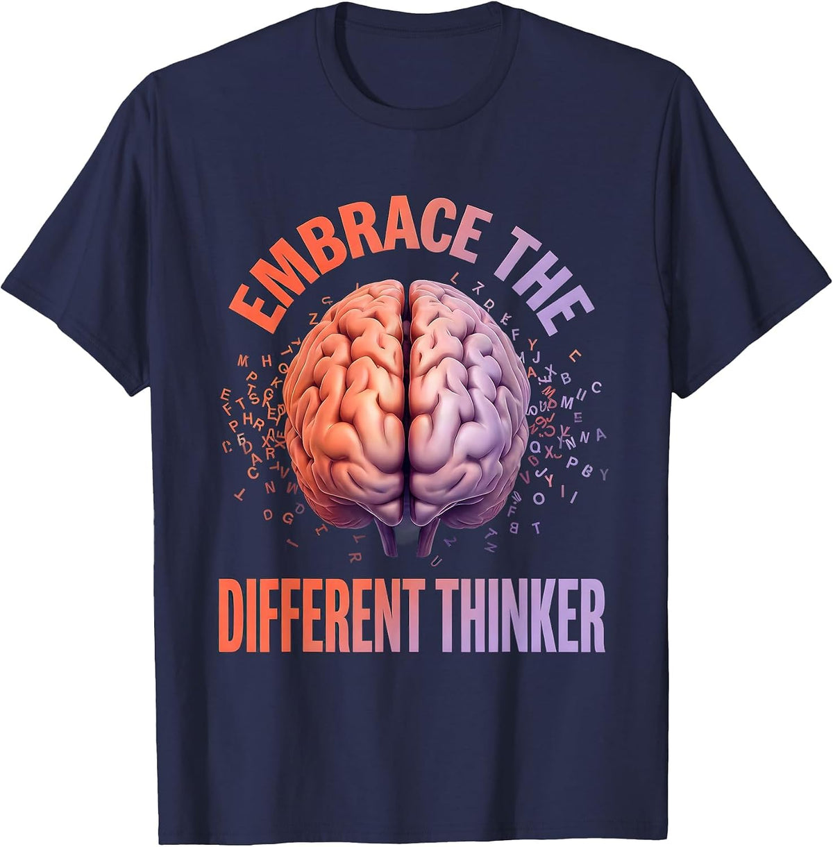 Men's Embrace the Different Thinker Dyslexia Awareness T-Shirt - Navy Blue