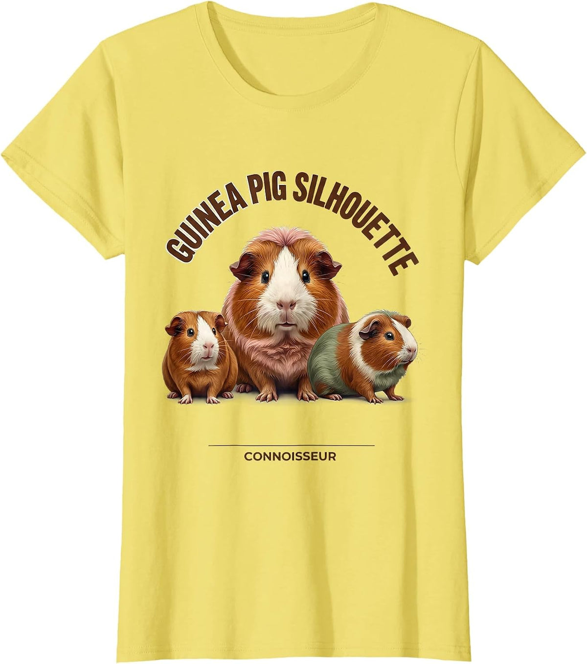 Guinea Pig Silhouette Connoisseur Funny Pet Lover Gift T-Shirt - Lemon Yellow