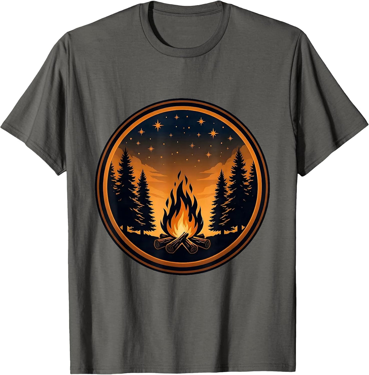 Men's Campfire Under Starry Night Sky Graphic T-Shirt - Asphalt Grey