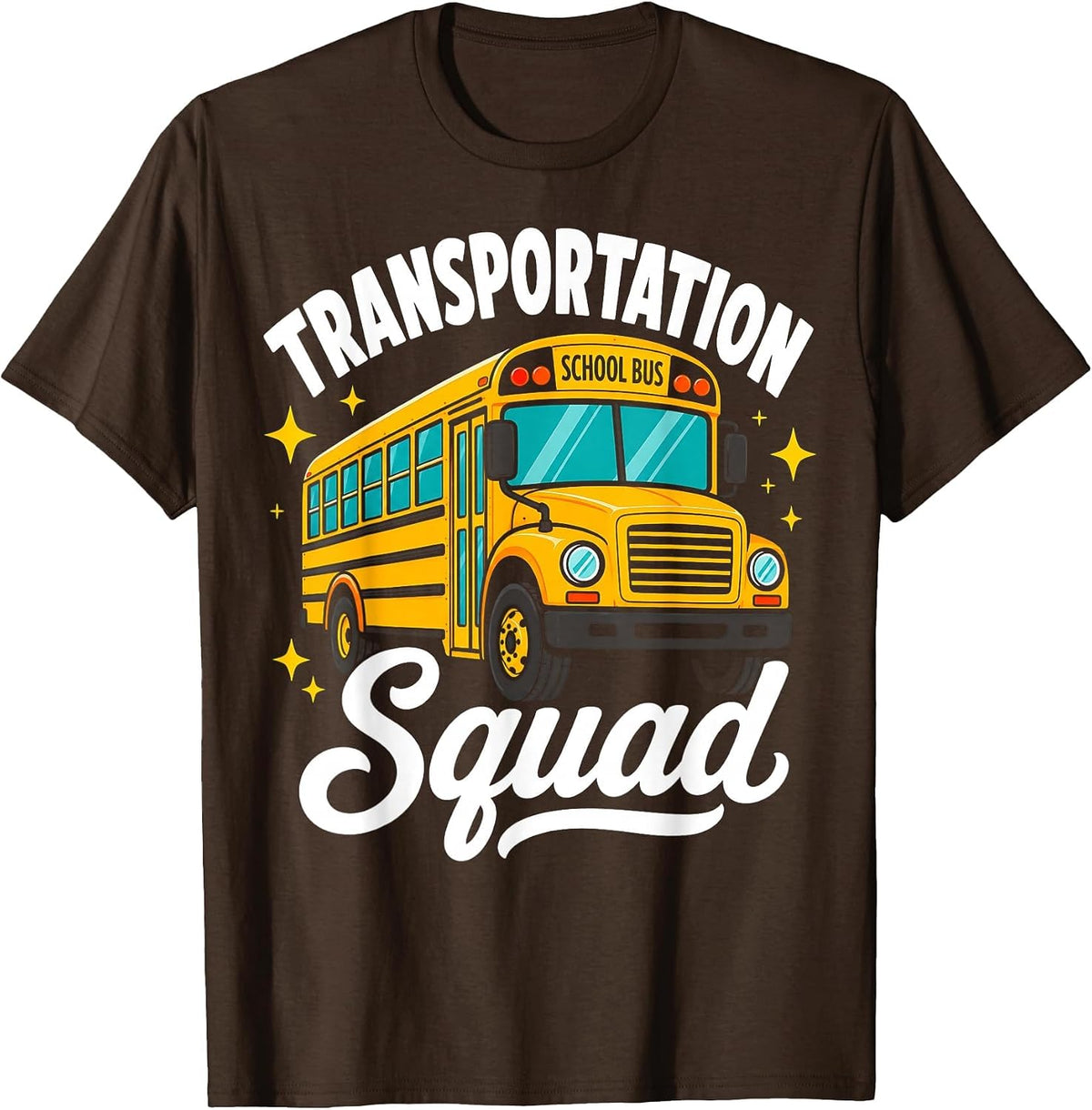 Transportation Squad School Bus Driver Crew Profession T-Shirt - Brown