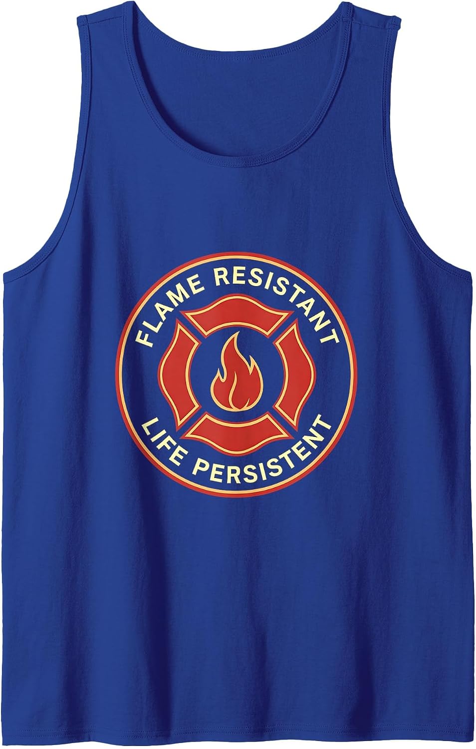 Flame Resistant Life Persistent Fire Design Tank Top - Royal Blue