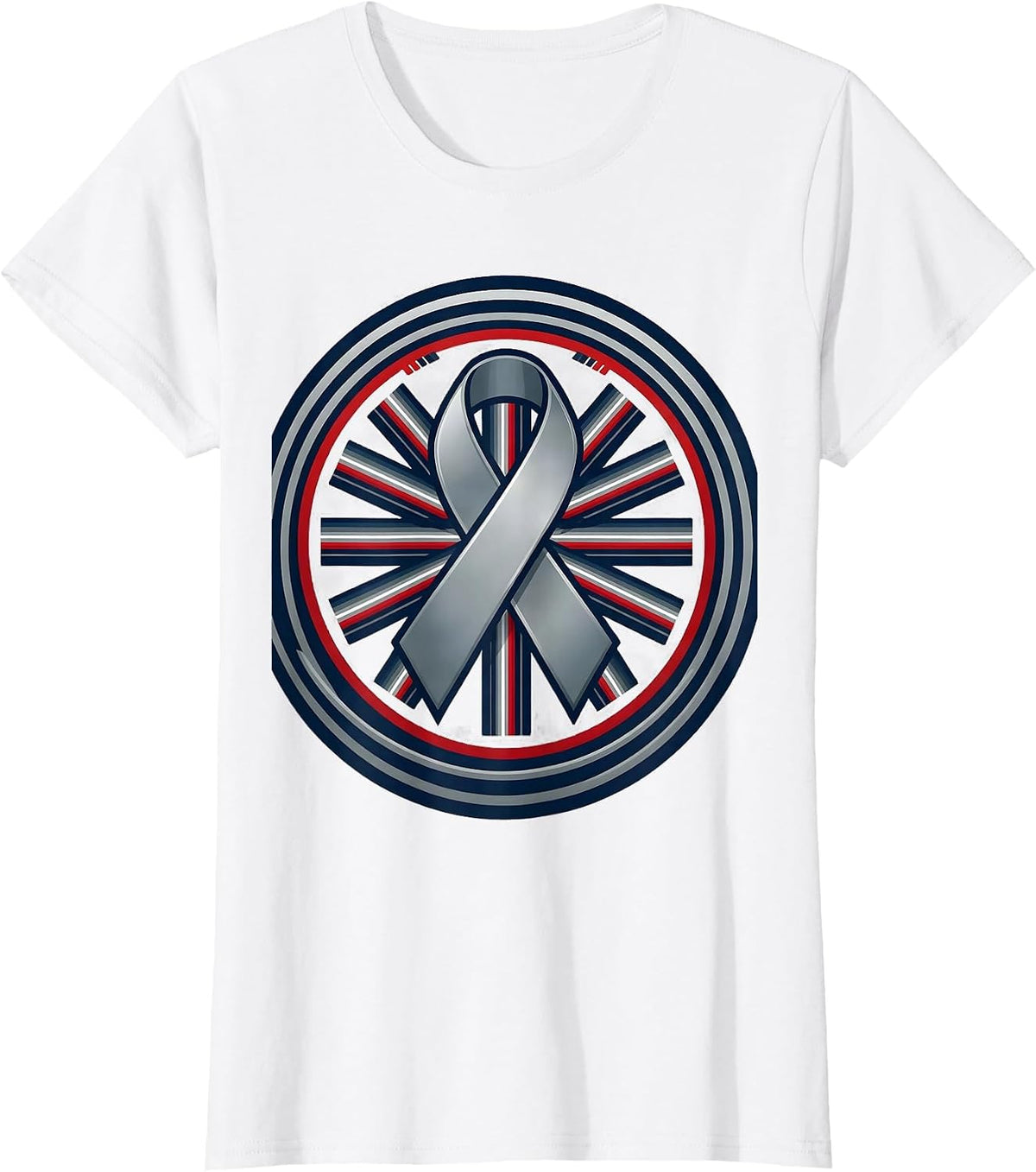 Women's Sealed Varsity Badge Silver Grey Ribbon Parkinson's T-Shirt - White