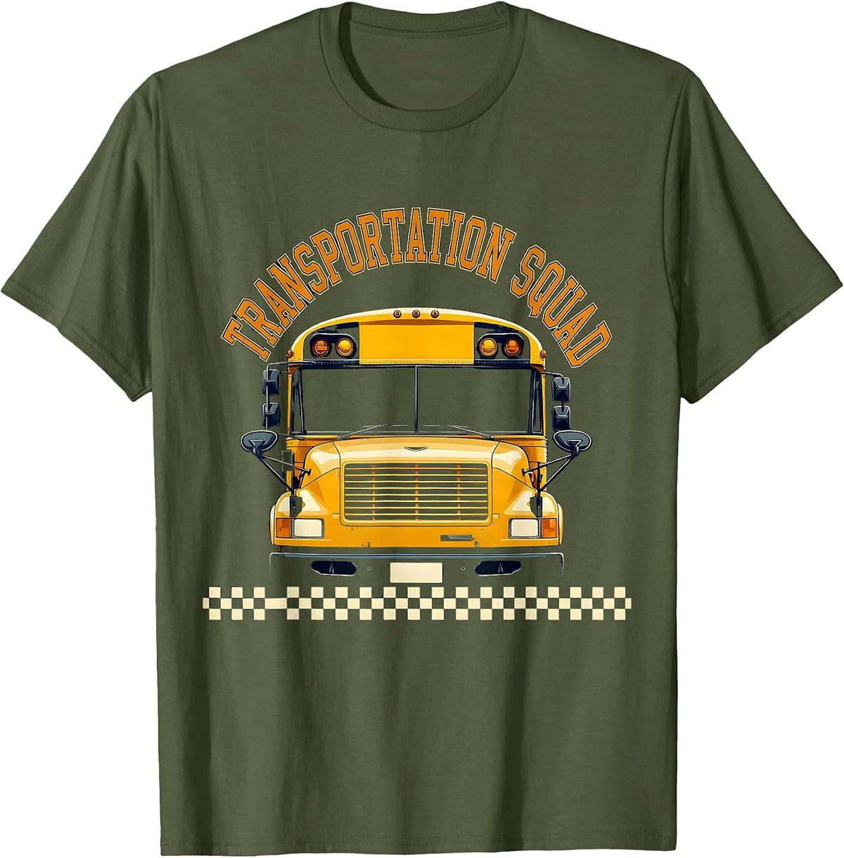 Transportation Squad Bold Varsity Back To School Bus Driver T-Shirt - Olive Green