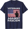 Veterans Against Fascism Vintage US Army Patriotic Soldier T-Shirt - Navy Blue