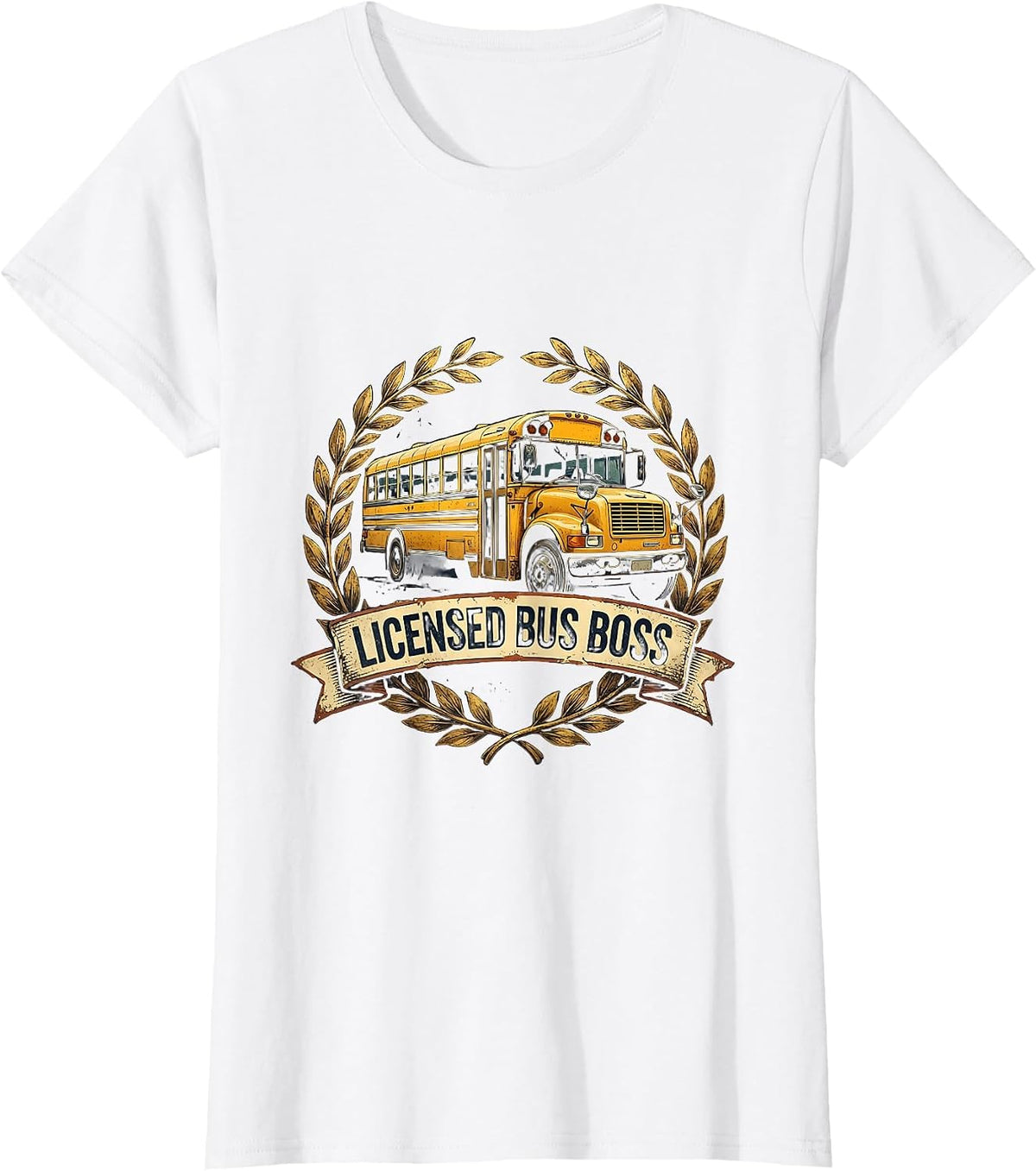 Licensed Bus Boss Vintage Occupational Badge T-Shirt - White