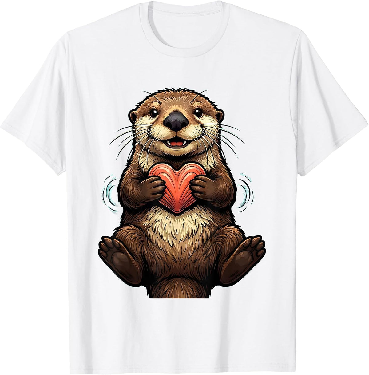 Men's Cheerful Sea Otter Cartoon Otter Lover Gift T-Shirt - White
