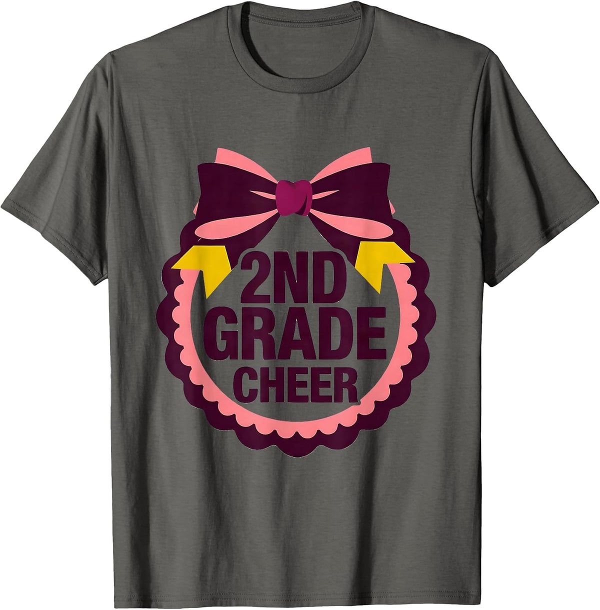 Men's 2nd Grade Cheer Coquette Bow Back to School Second Grade T-Shirt - Asphalt Grey