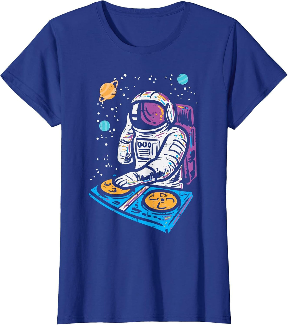 Dj Mixer Astronaut Turntable Space Galaxy EDM Women Men Kids T-Shirt - Royal Blue