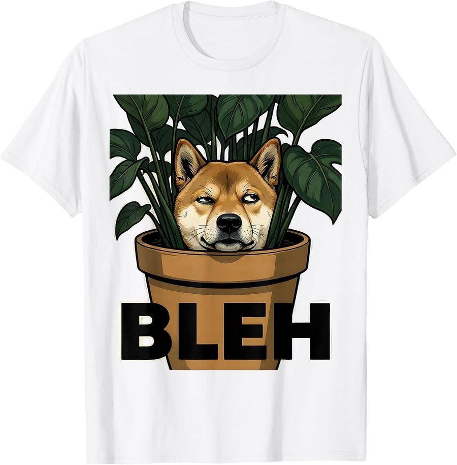 Men's Bleh Funny Shiba Inu Doge Meme Lover Internet Humor T-Shirt - White