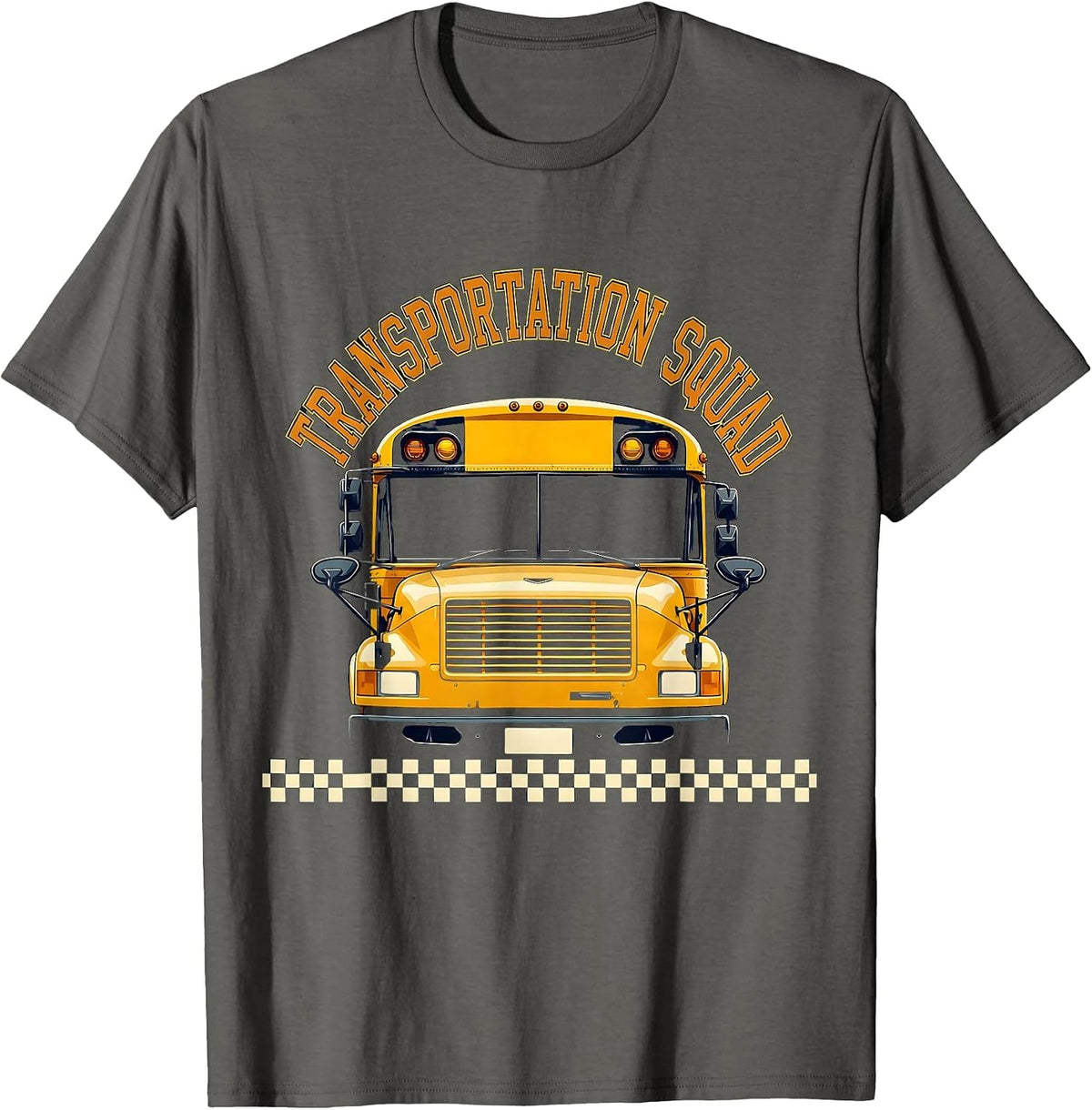 Transportation Squad Bold Varsity Back To School Bus Driver T-Shirt - Asphalt Grey