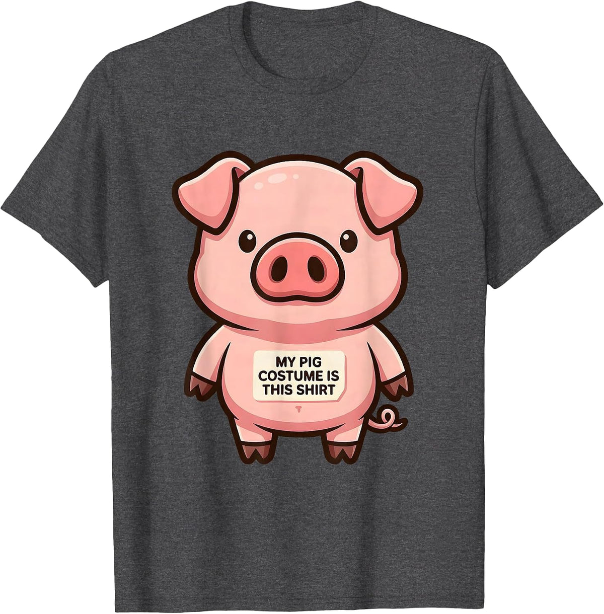 Men's My Pig Costume Is This Shirt Funny Cartoon Pig Lover T-Shirt - Dark Heather Grey