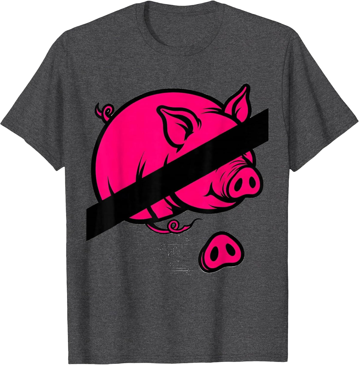 Pig Rump Farm Animal Lover Funny Novelty Gift T-Shirt - Dark Heather Grey