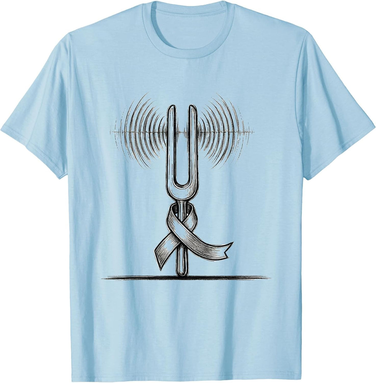 Men's PD Awareness Warrior Tuning Fork Line Art T-Shirt - Baby Blue