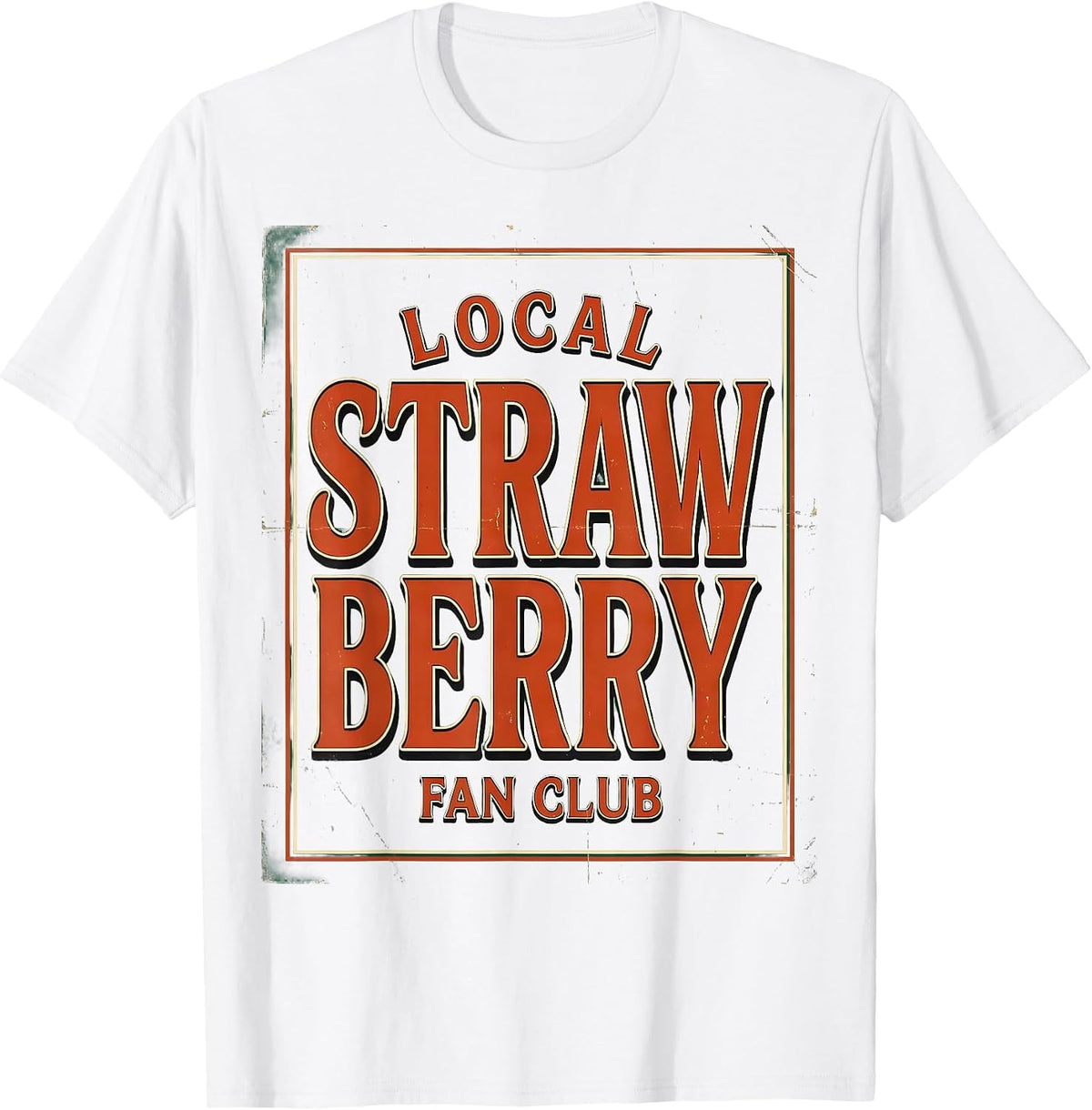 Men's Local Strawberry Fan Club Graphic Design T-Shirt - White