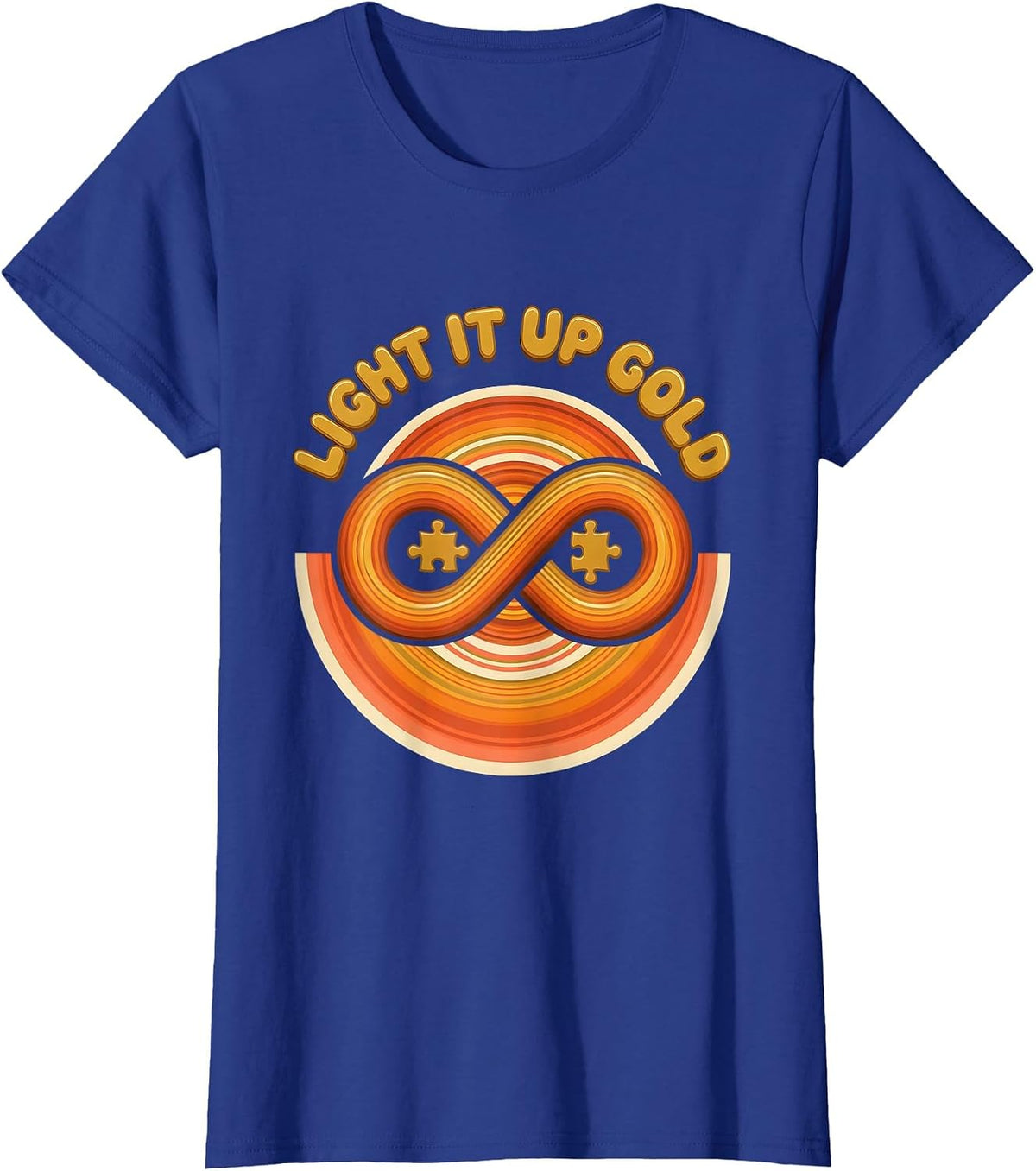 Women's Light It Up Gold Autism Awareness Design T-Shirt - Royal Blue