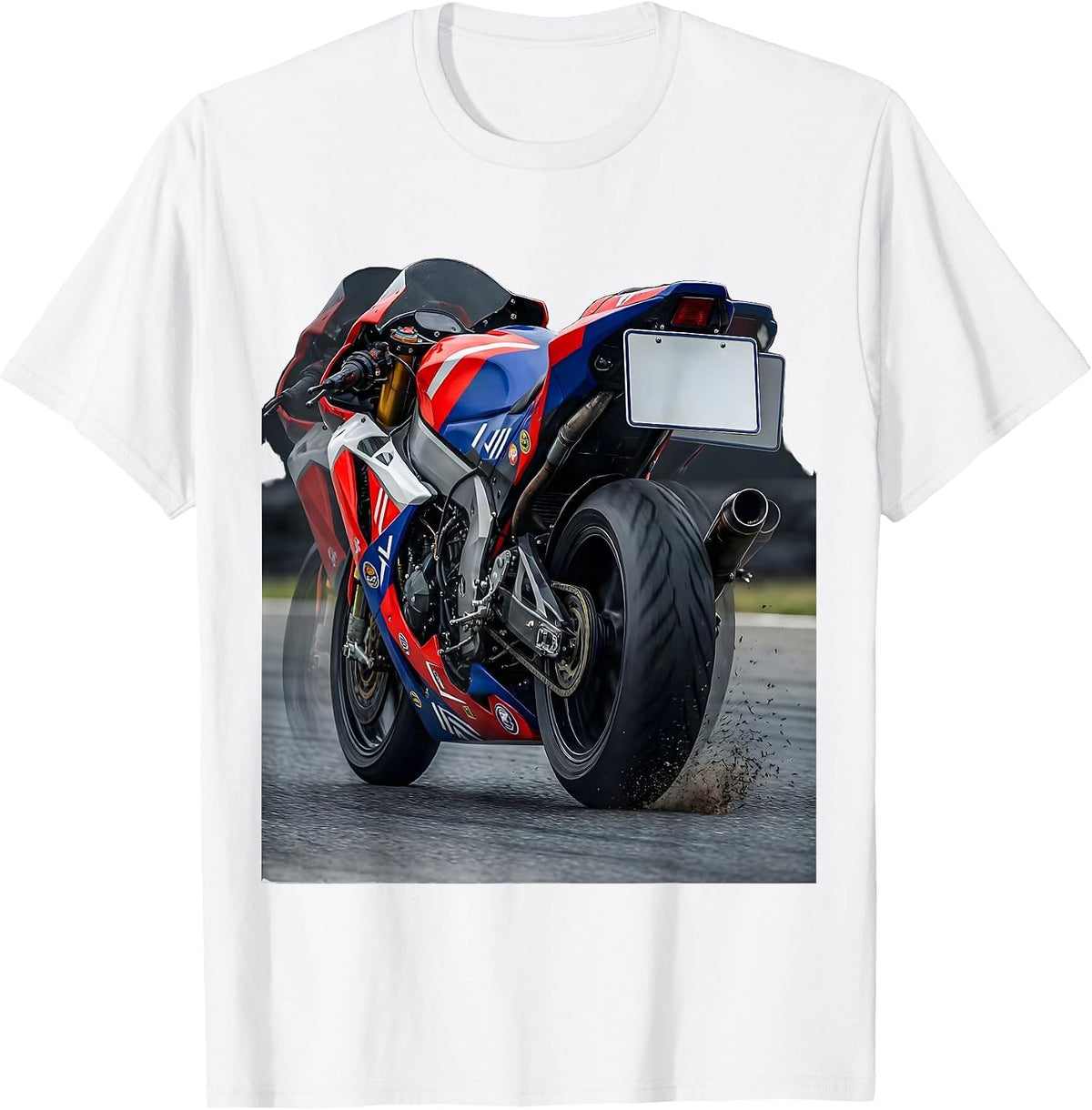 Men's Racing Livery Motorcycle Lean Into It Biker Humor T-Shirt - White