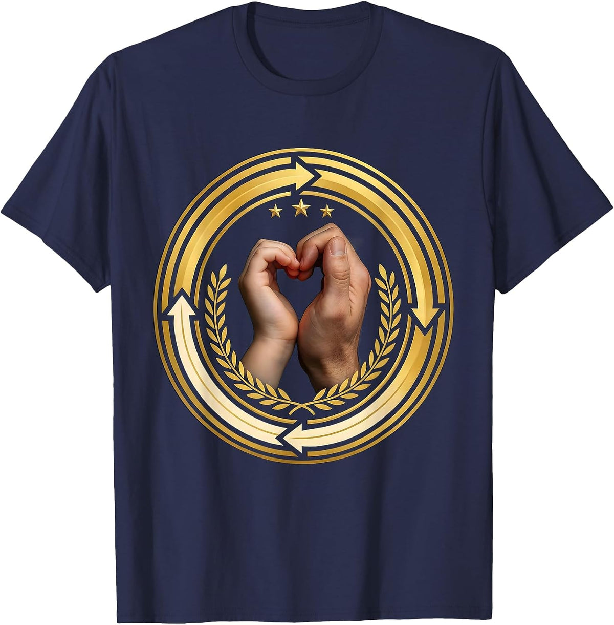 Men's Down Syndrome Awareness Small Hand in Large Hand T-Shirt - Navy Blue