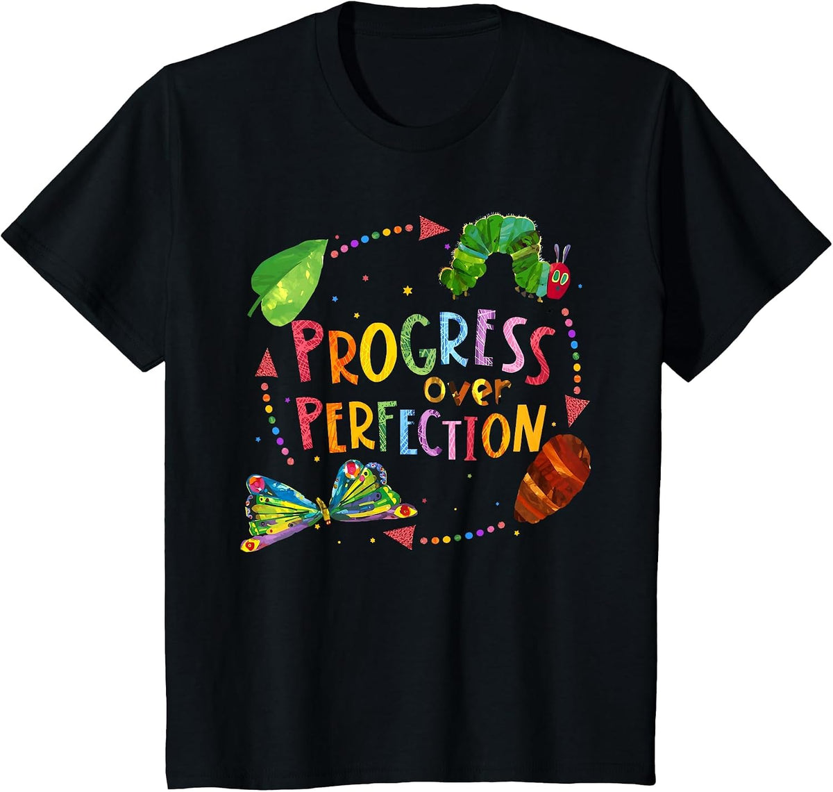 Progress Over Perfection Motivational National Teacher's Day T-Shirt - Black
