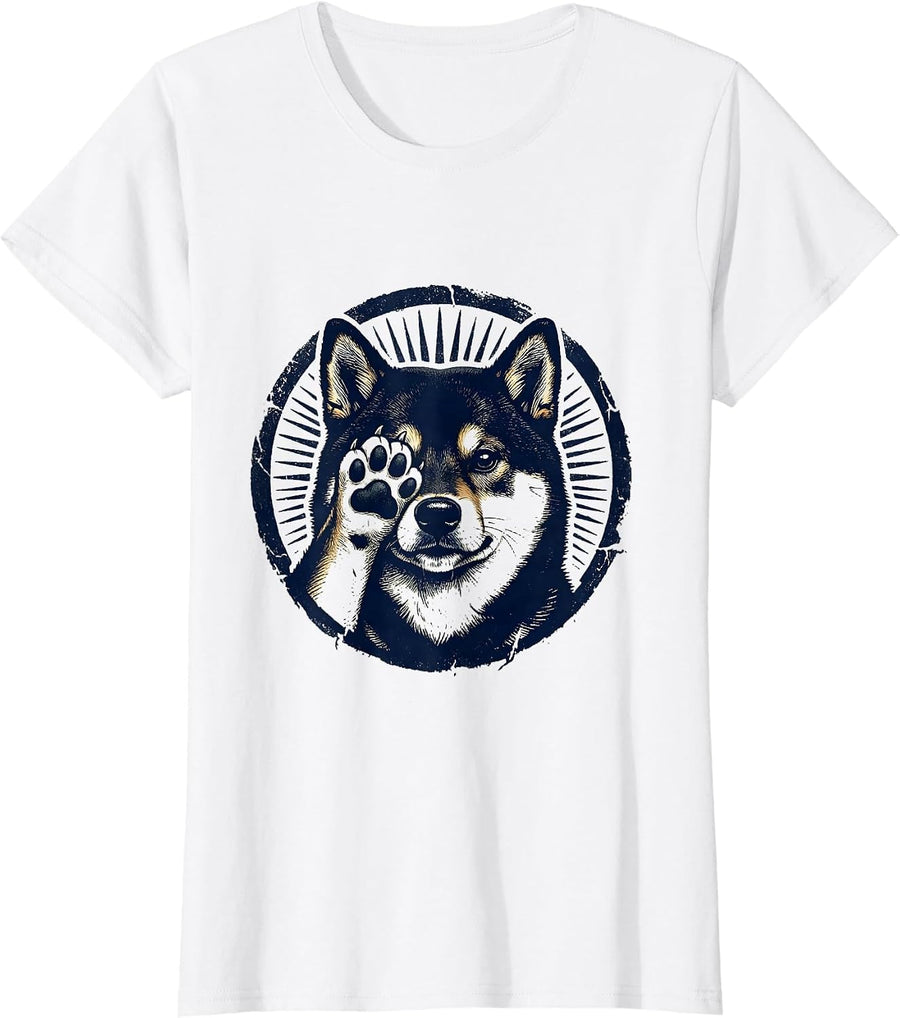 Women's Sealed Shiba Badge Cute Kawaii Dog Lover Meme Humor T-Shirt - White