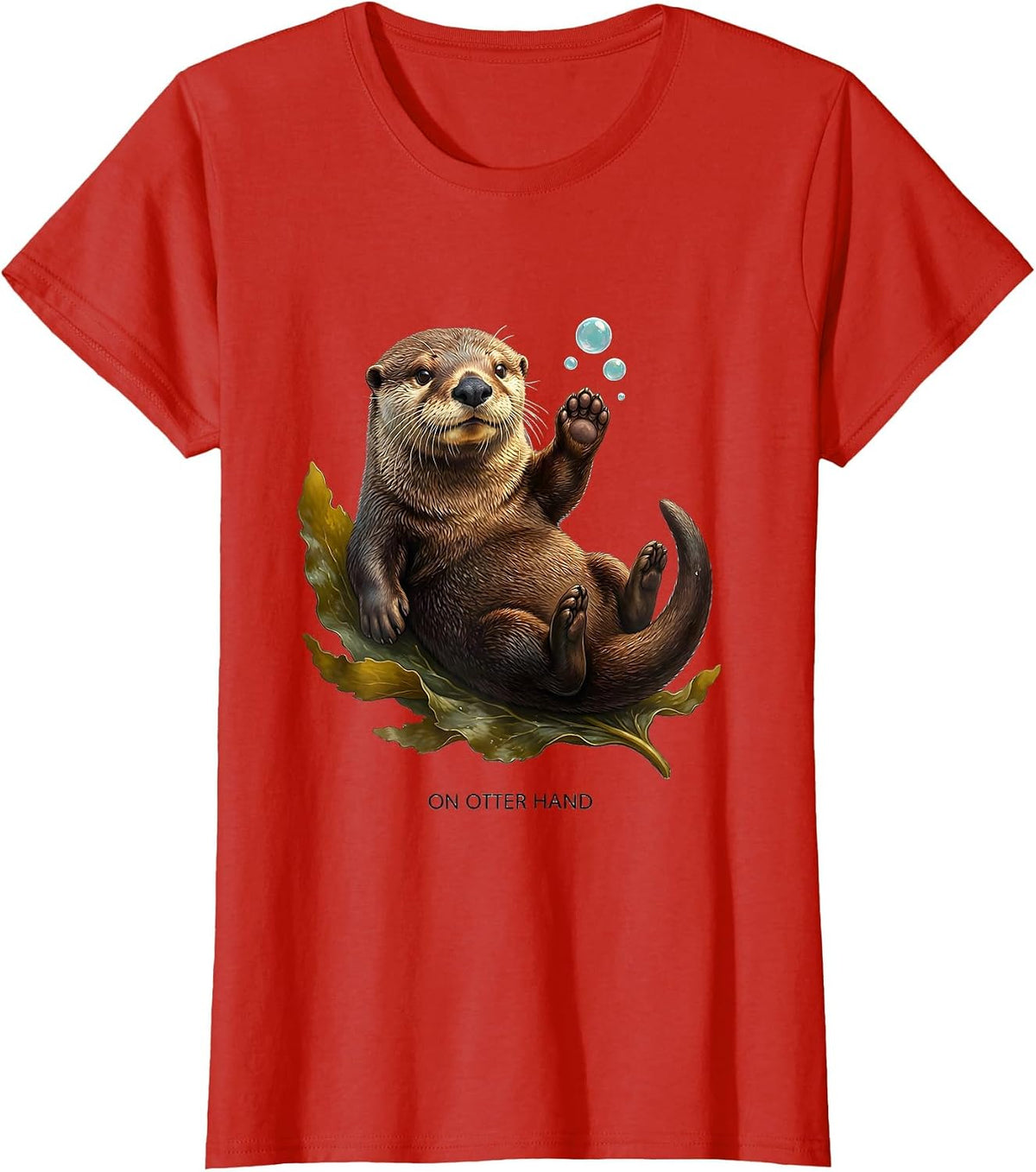 On Otter Hand Cute Otter Lover Humor Sea Animal Enthusiast T-Shirt - Red