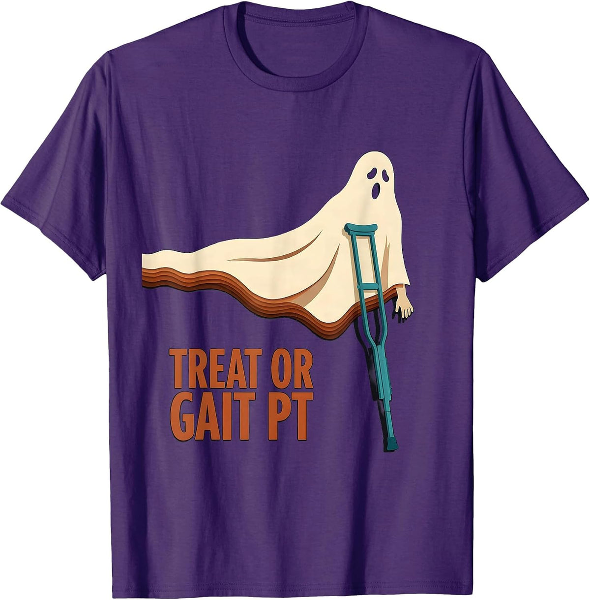 Treat Or Gait PT Funny Physical Therapy Halloween Ghost T-Shirt - Purple