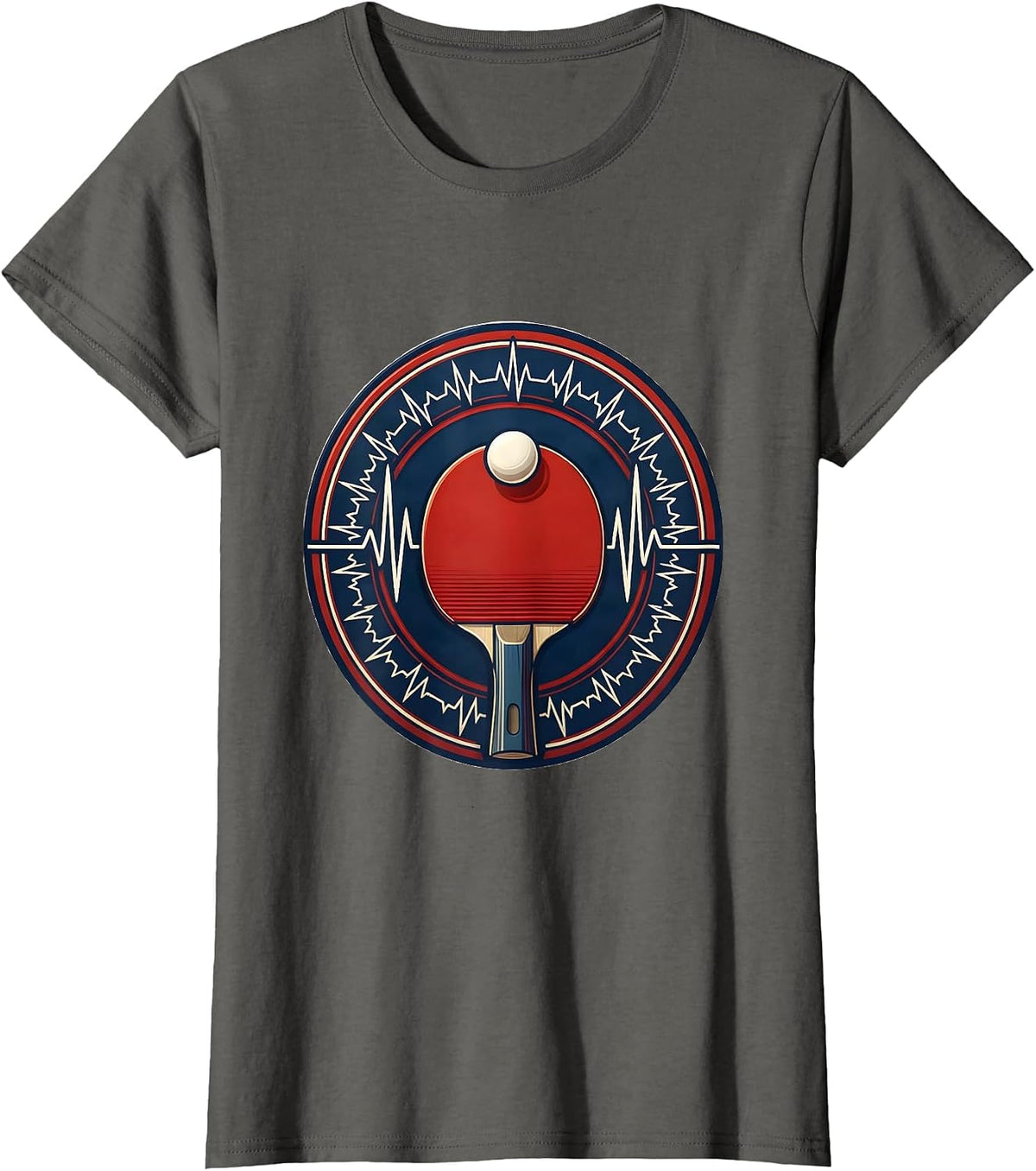 Women's Symmetrical Crest Racket Sport Player Gift T-Shirt - Asphalt Grey