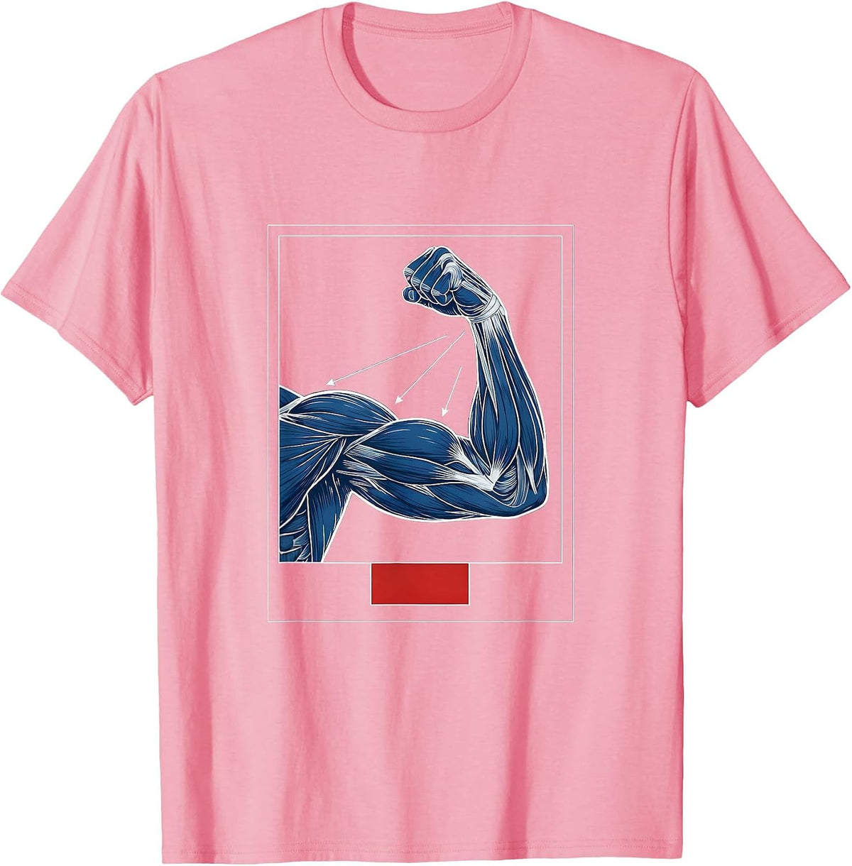 Men's Physical Therapy Flexing Arm Anatomy Illustration T-Shirt - Pink