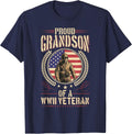 Proud Grandson of A WWII Veteran World War II Veterans Day T-Shirt - Navy Blue