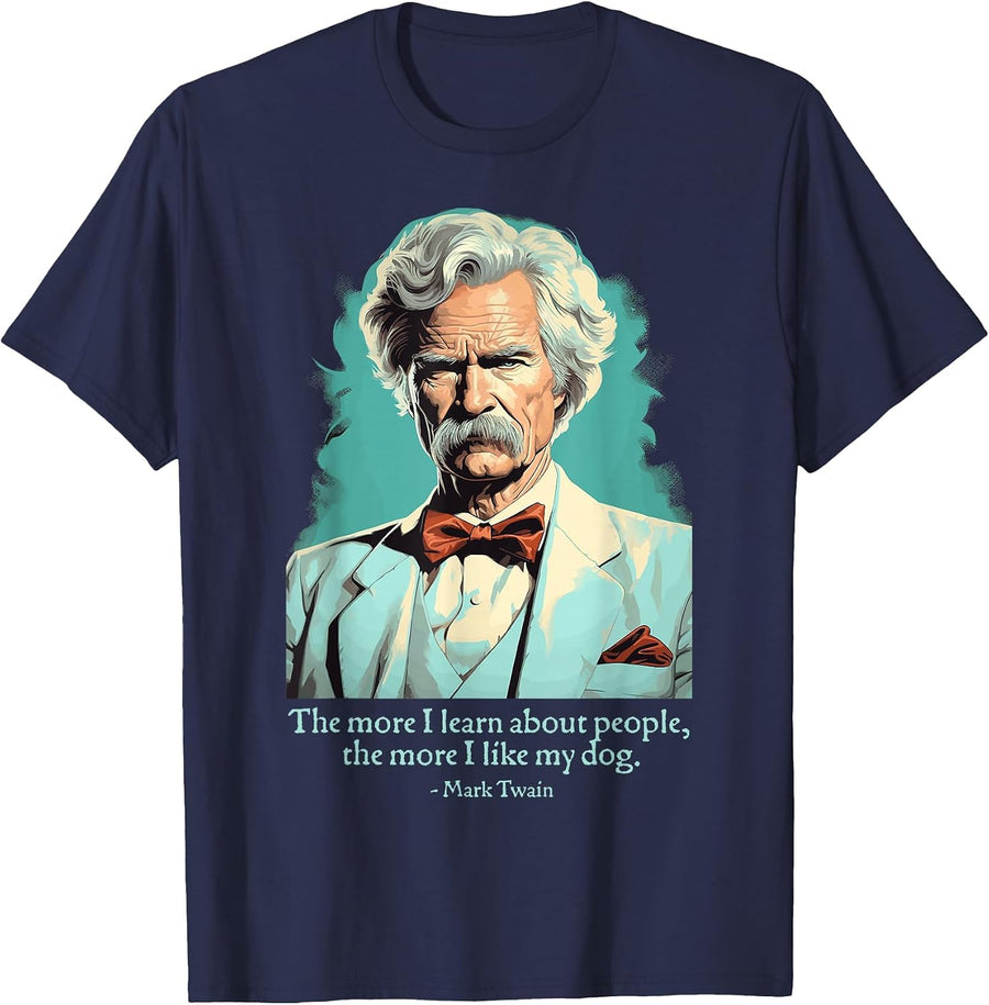 Mark Twain Dog Quote American Literature Writer T-Shirt - Navy Blue